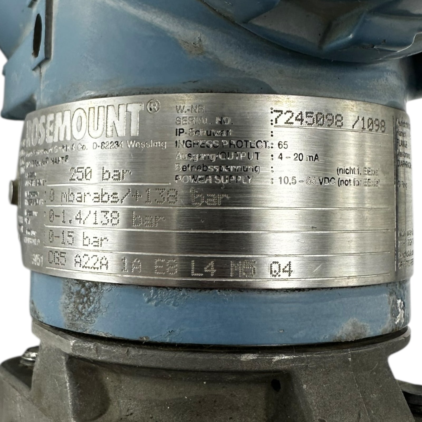 Rosemount 3051 Drucktransmitter 7245098 HART 4-20mA 250bar Edelstahl Ex