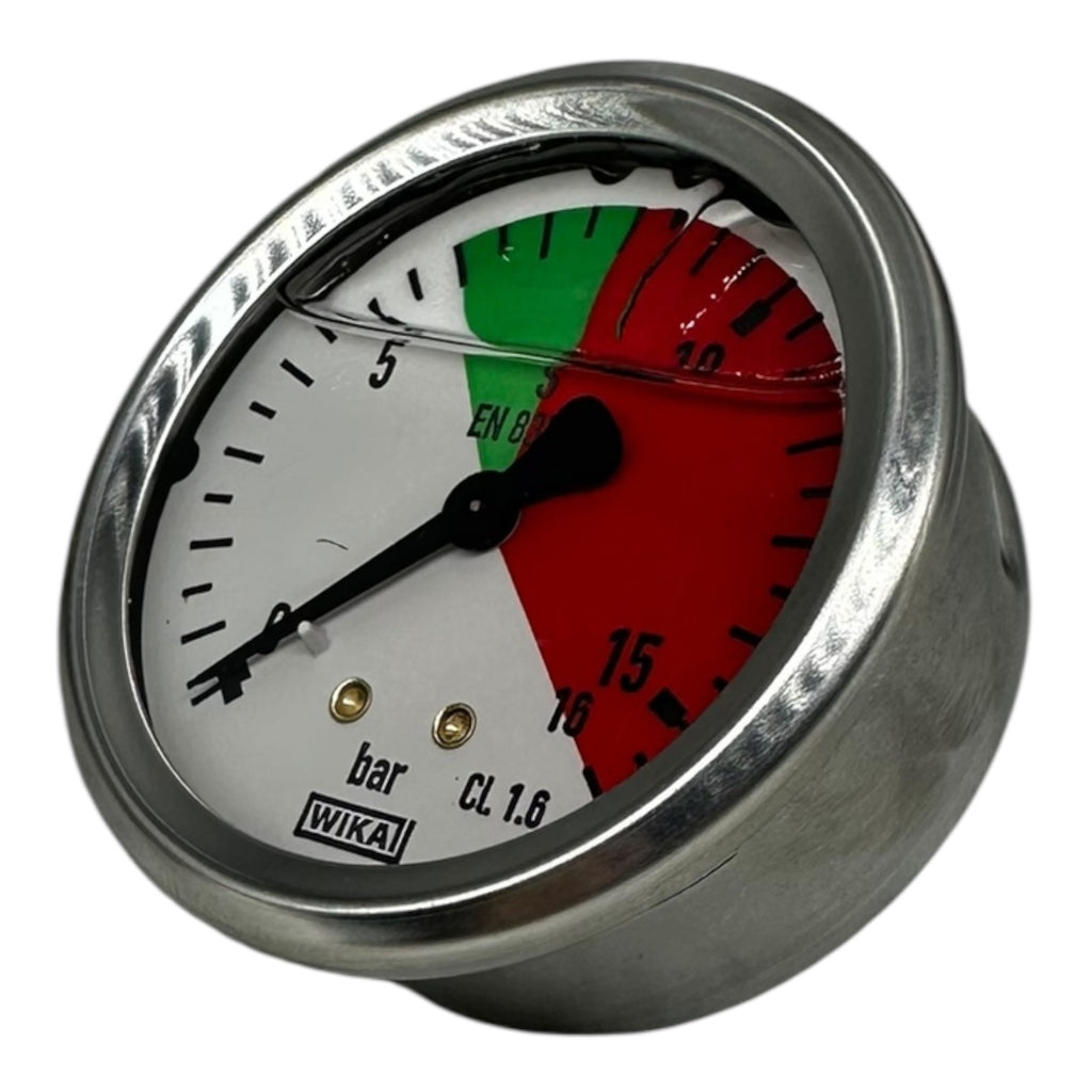 WIKA Manometer 0–16 bar G1/4B unten Ø63mm farbskala Grün/Rot Druckmesser