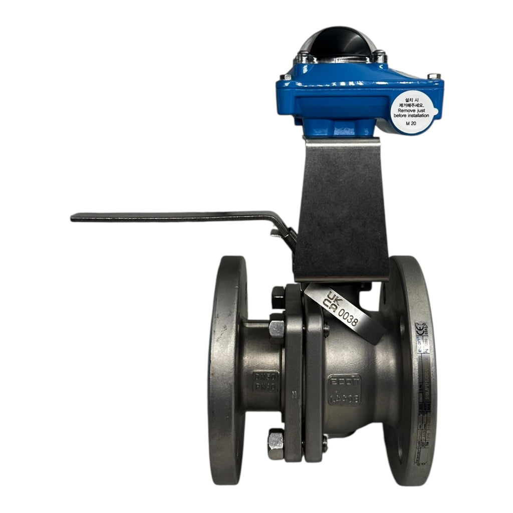 Econ Kugelhahn DN50 PN40 Edelstahl 316 PTFE Graphit mit Switch Box Fig.79651