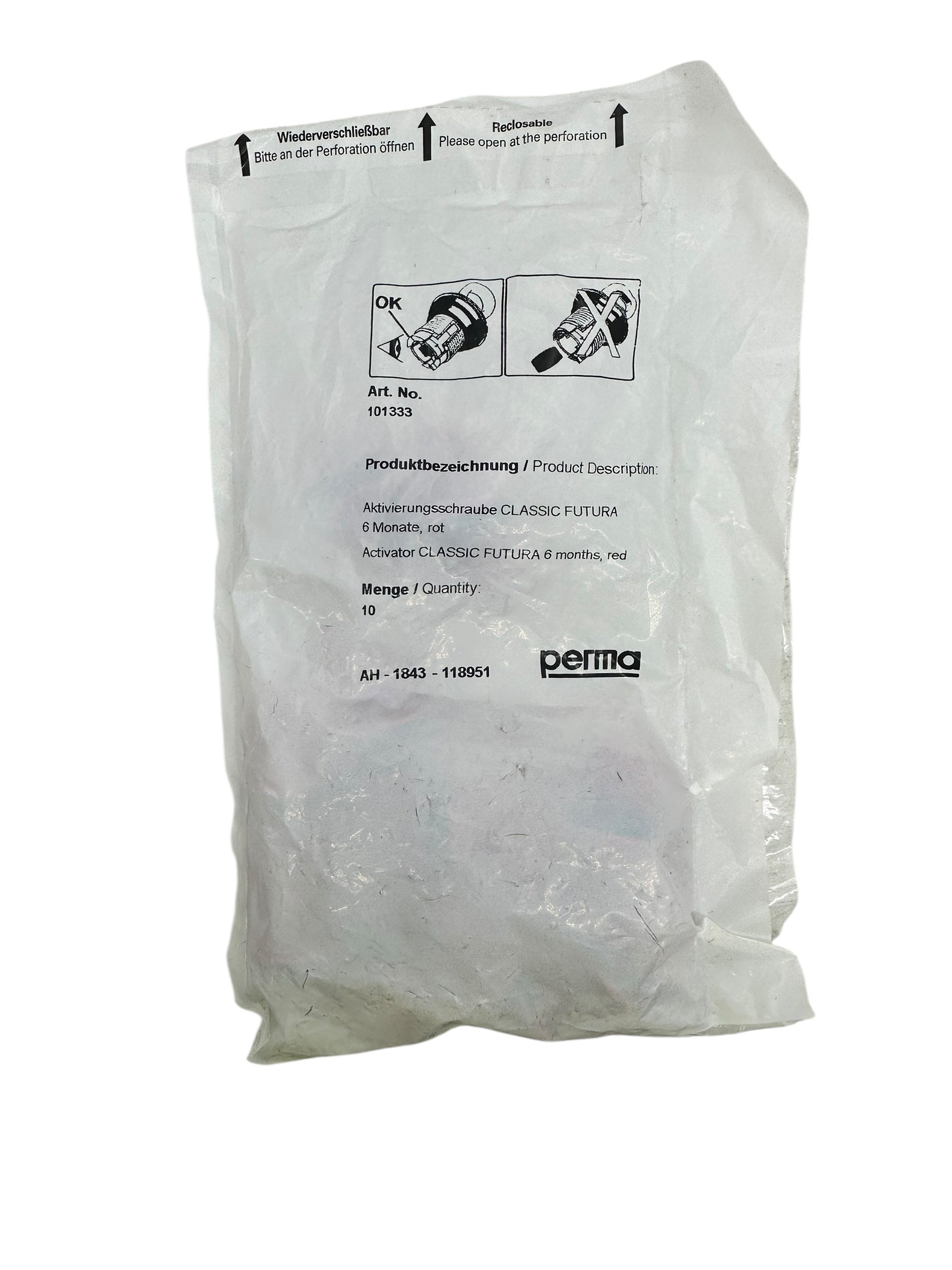 10x Perma Aktivierungsschraube Classic Futura 6 Monate rot Art. 101333