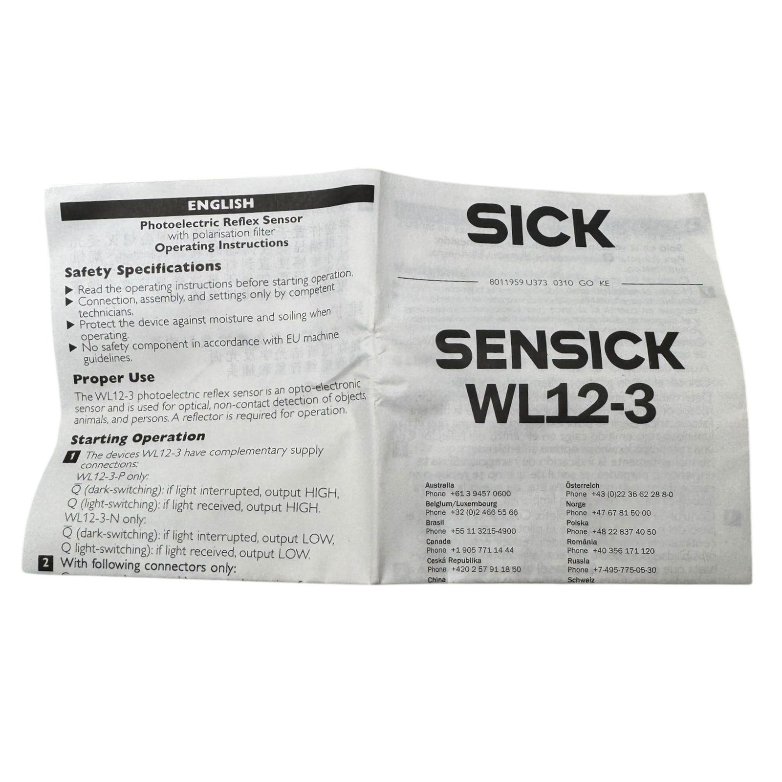 SICK WL12-3P2431 Lichttaster Reflexions-Lichtschranke 1041436 Sensor 30VDC 30mA