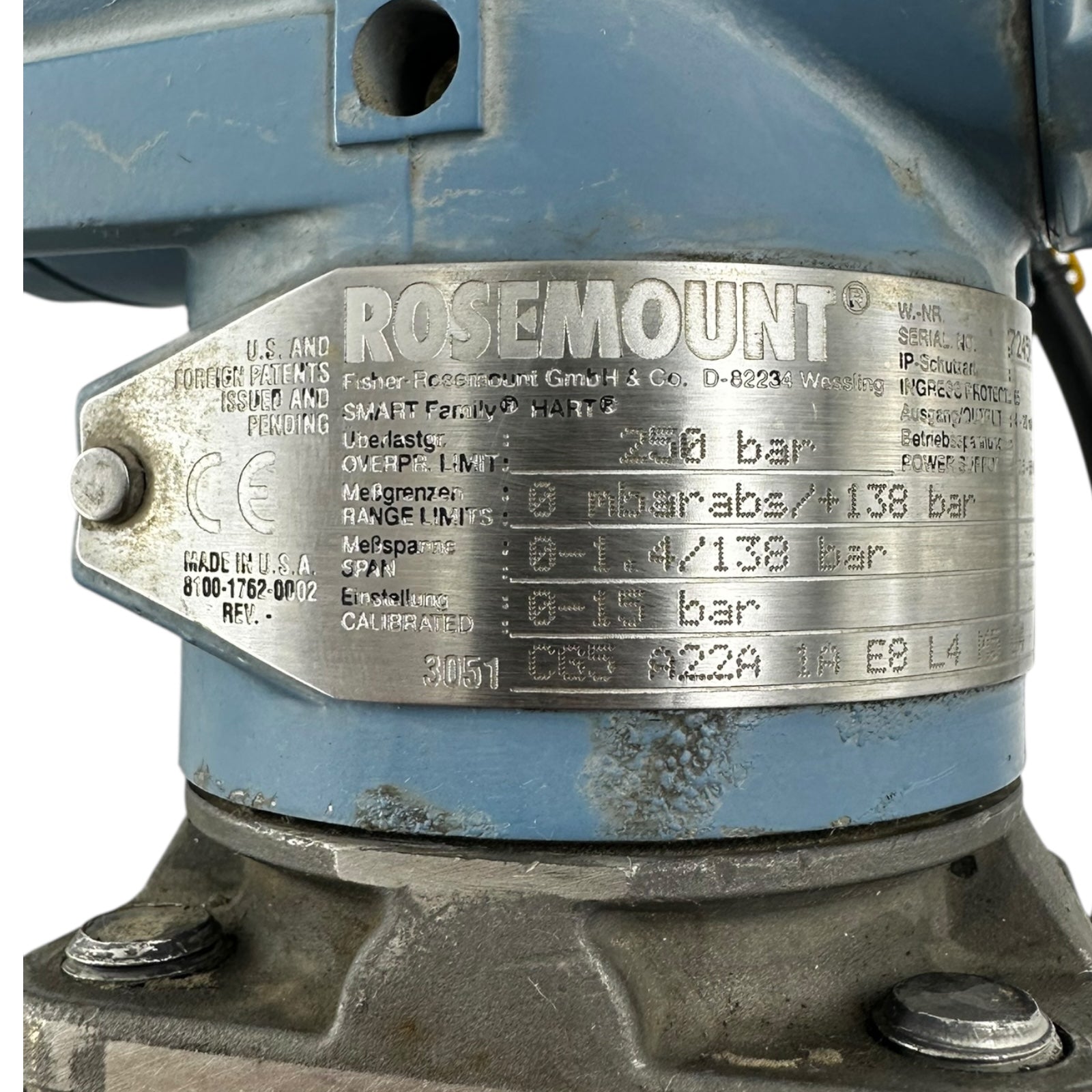 Rosemount 3051 Drucktransmitter 7245098 HART 4-20mA 250bar Edelstahl Ex
