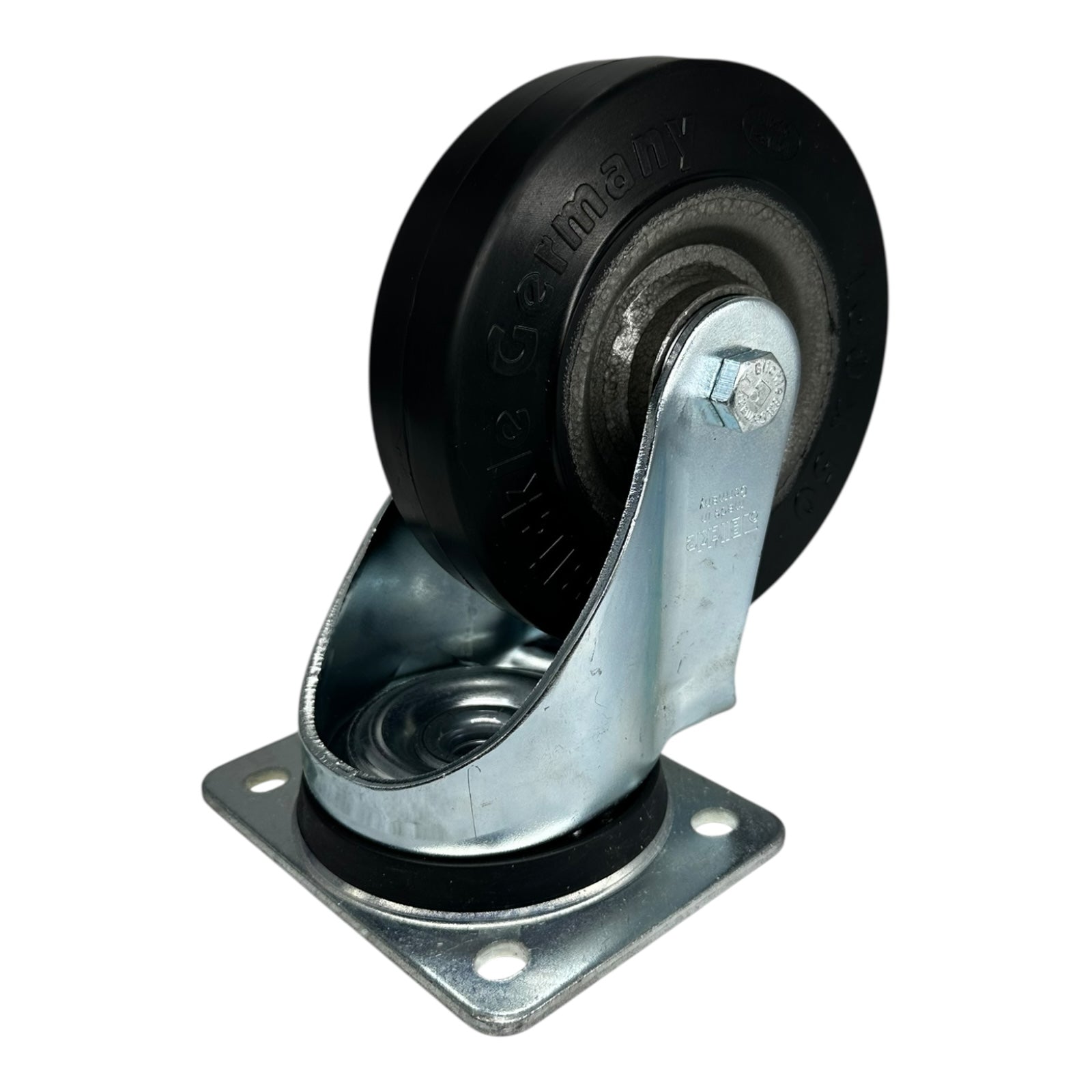 Blickle 160mm Lenkrolle Stahl-Lenkblech Vollgummi Rolle 400kg Tragkraft
