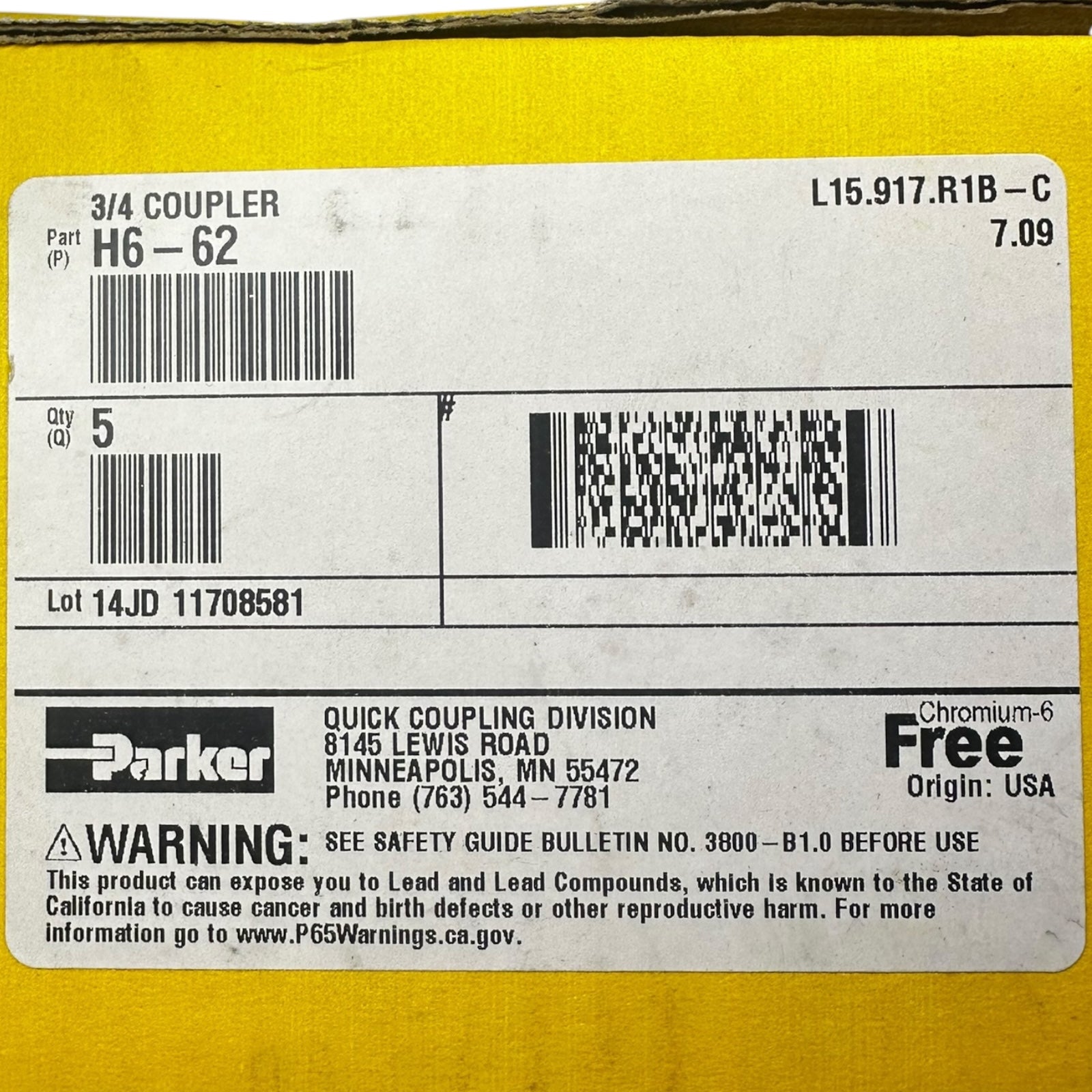 2x Parker H6-62 Kupplung 3/4” Hydraulik-Schnellverschluss