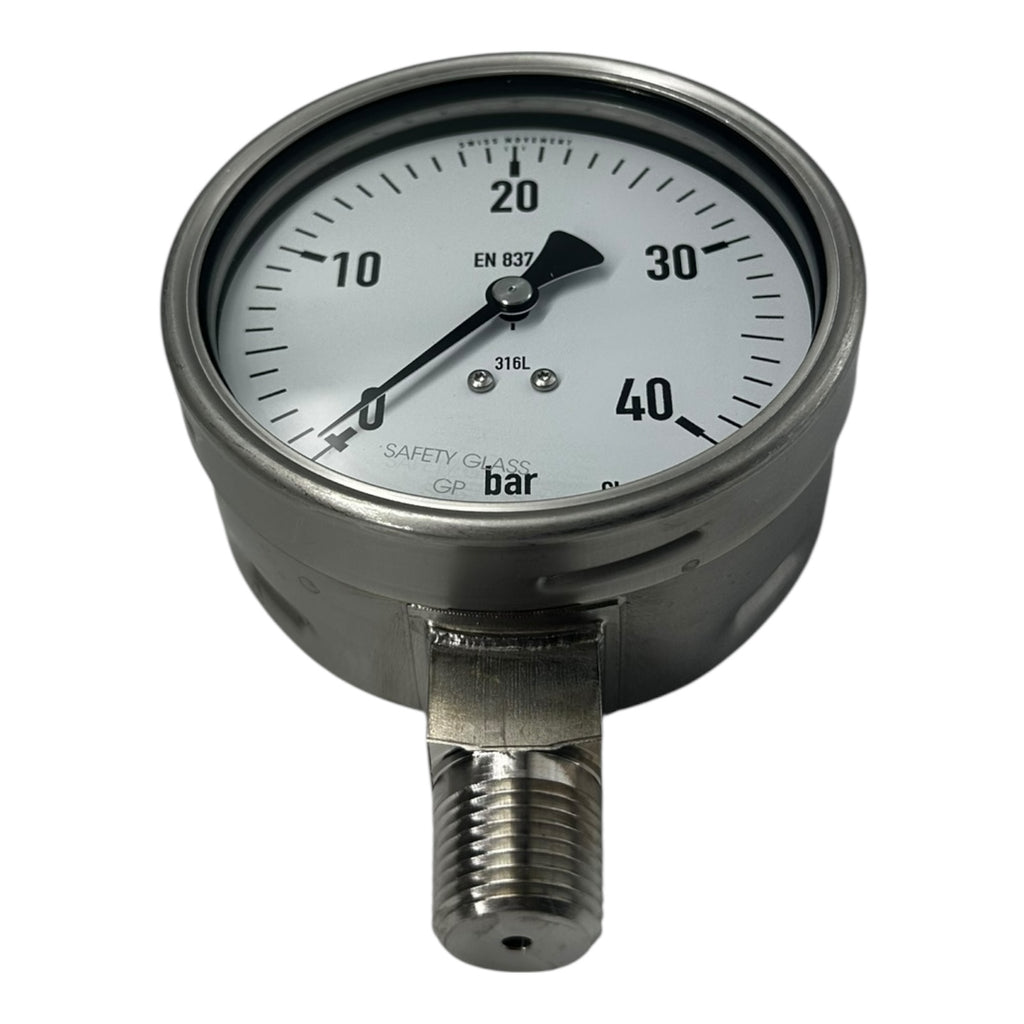 WIKA Manometer 232.50.100 0–40 bar 1/2” NPT unten Edelstahl 316L Klasse 1.0