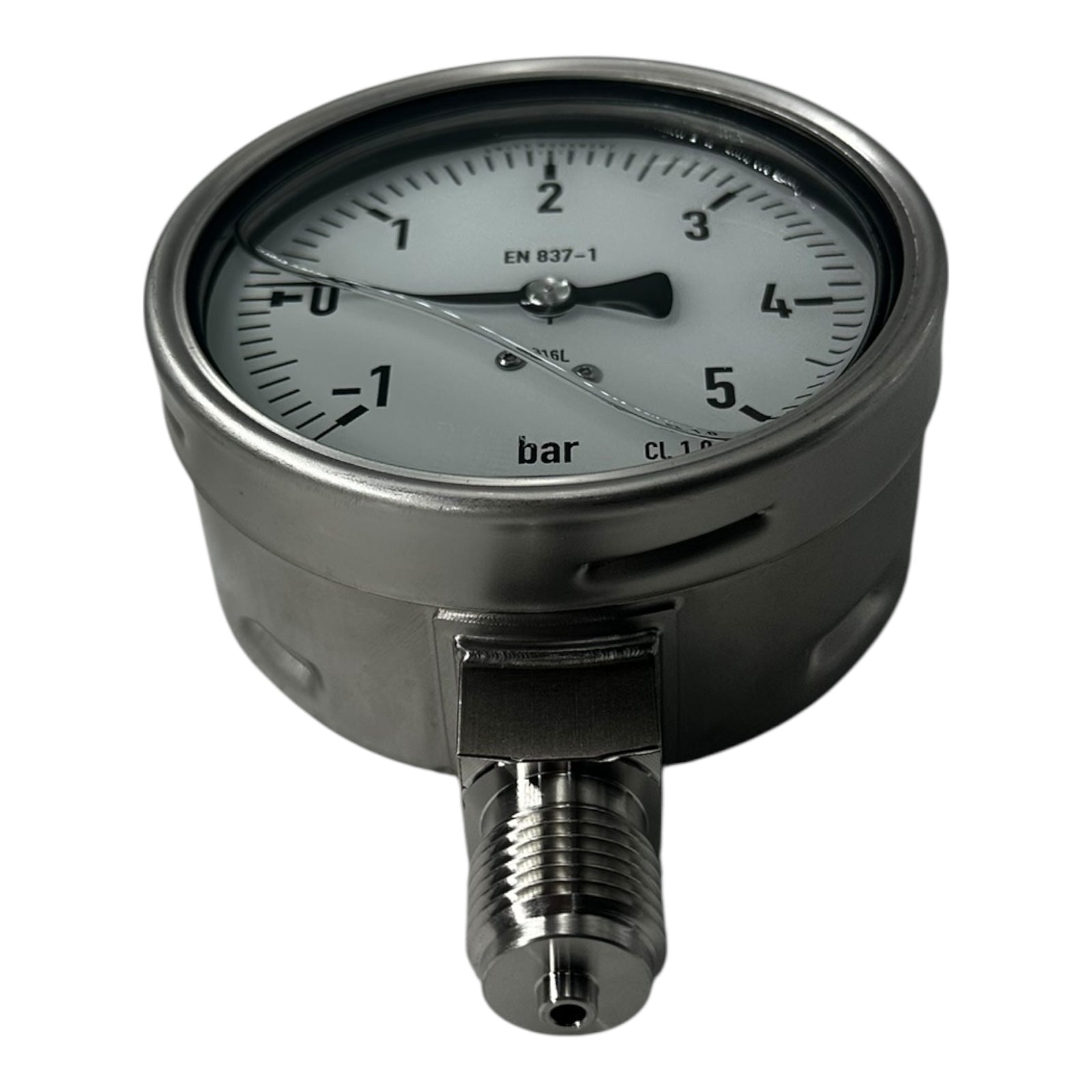 WIKA Manometer 233.50.100 -1…+5 bar G1/2B unten Edelstahl 316L Klasse 1.0
