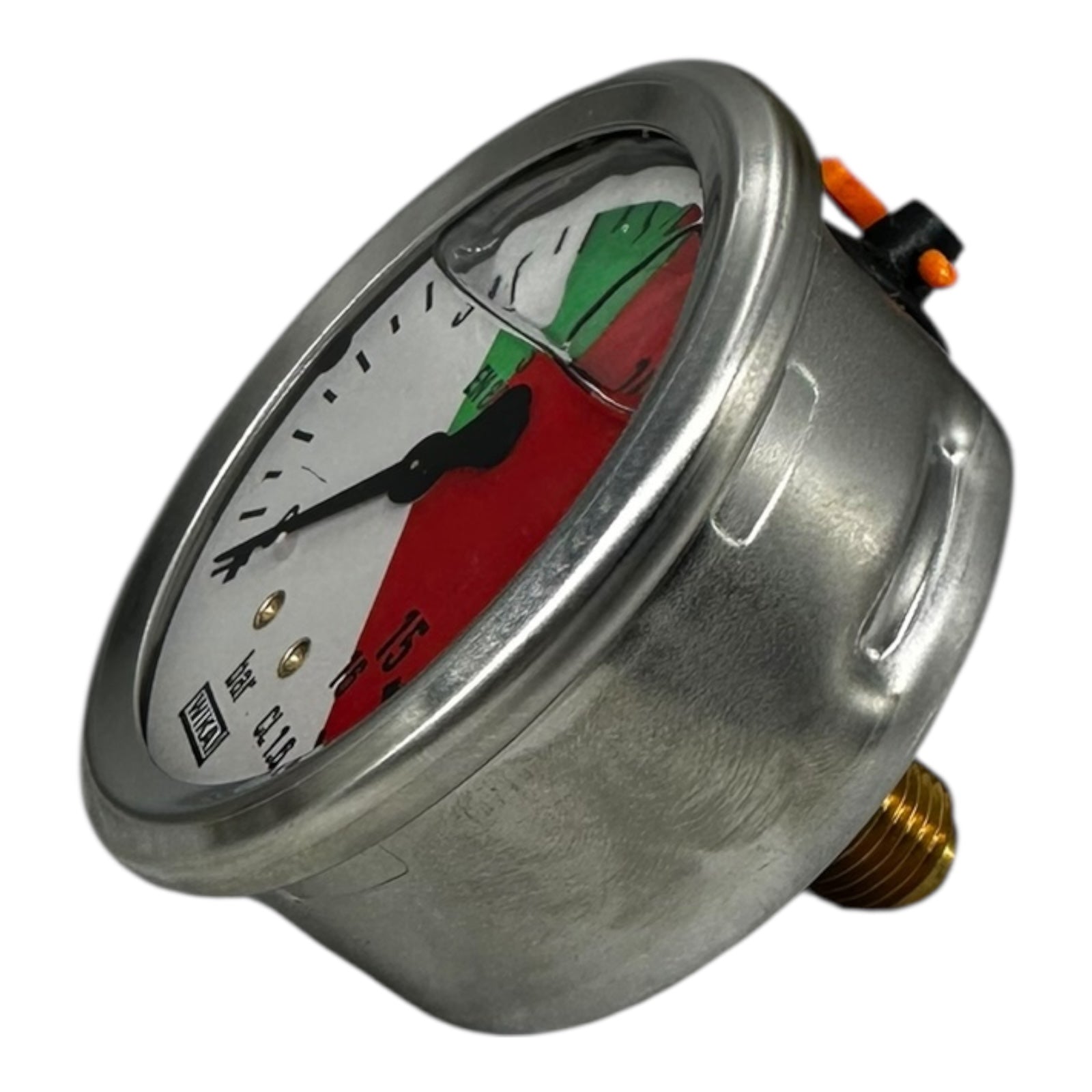 WIKA Manometer 0–16 bar G1/4B unten Ø63mm farbskala Grün/Rot Druckmesser