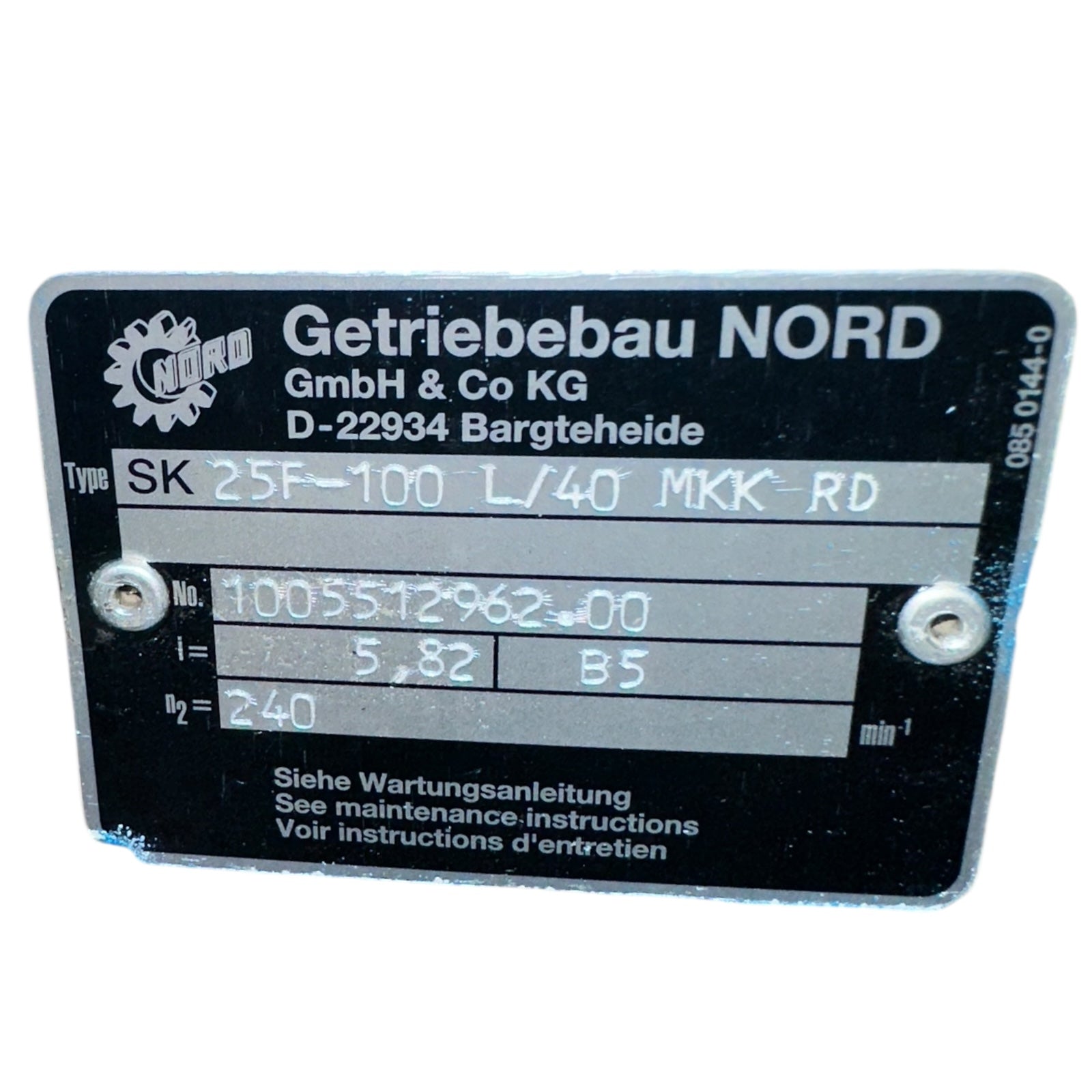 B+V HDW 10A-1 Exzenterschneckenpumpe Getriebebau NORD SK25F-100L/40 3 kW DN125