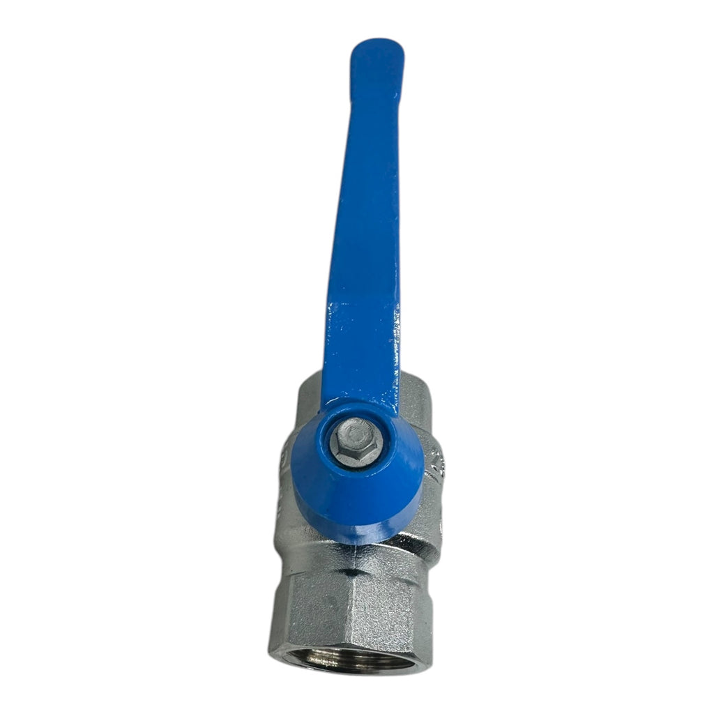 5x Kugelhahn DN25 PN40 1” Messing vernickelt Innengewinde blau Griffventil