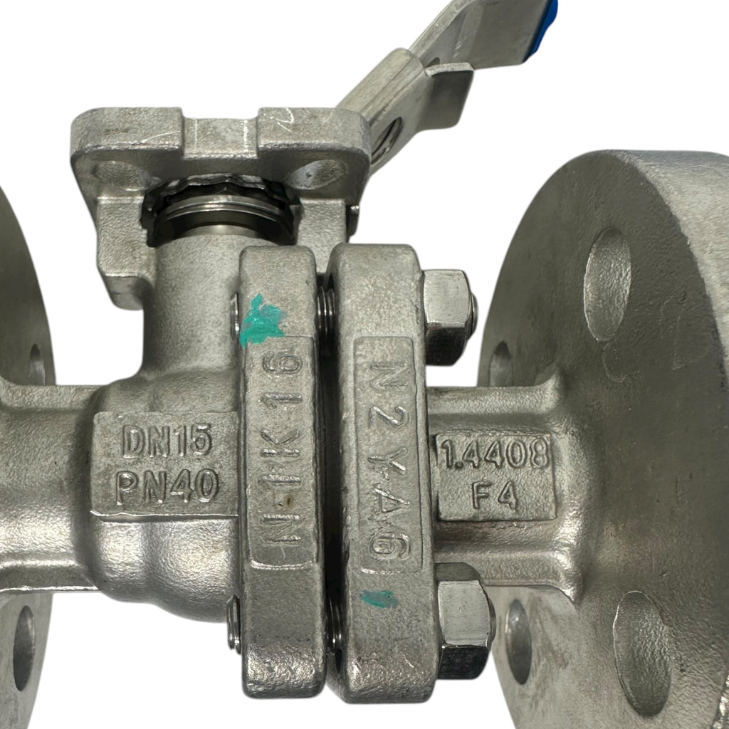 Econ Kugelhahn DN15 PN40 Edelstahl 1.4408 Flansch 316L PTFE Graphit Fig.7289