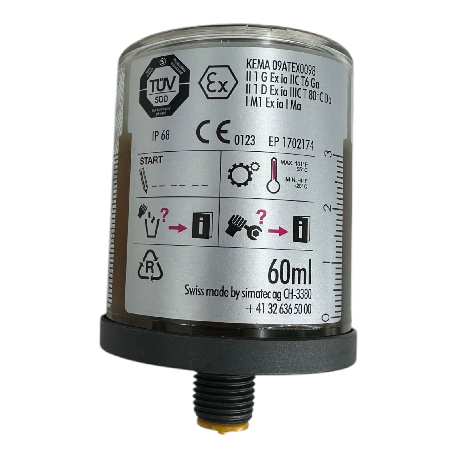 Simalube 60ml Automatikschmierer IP68 ATEX EX Schmierstoffgeber