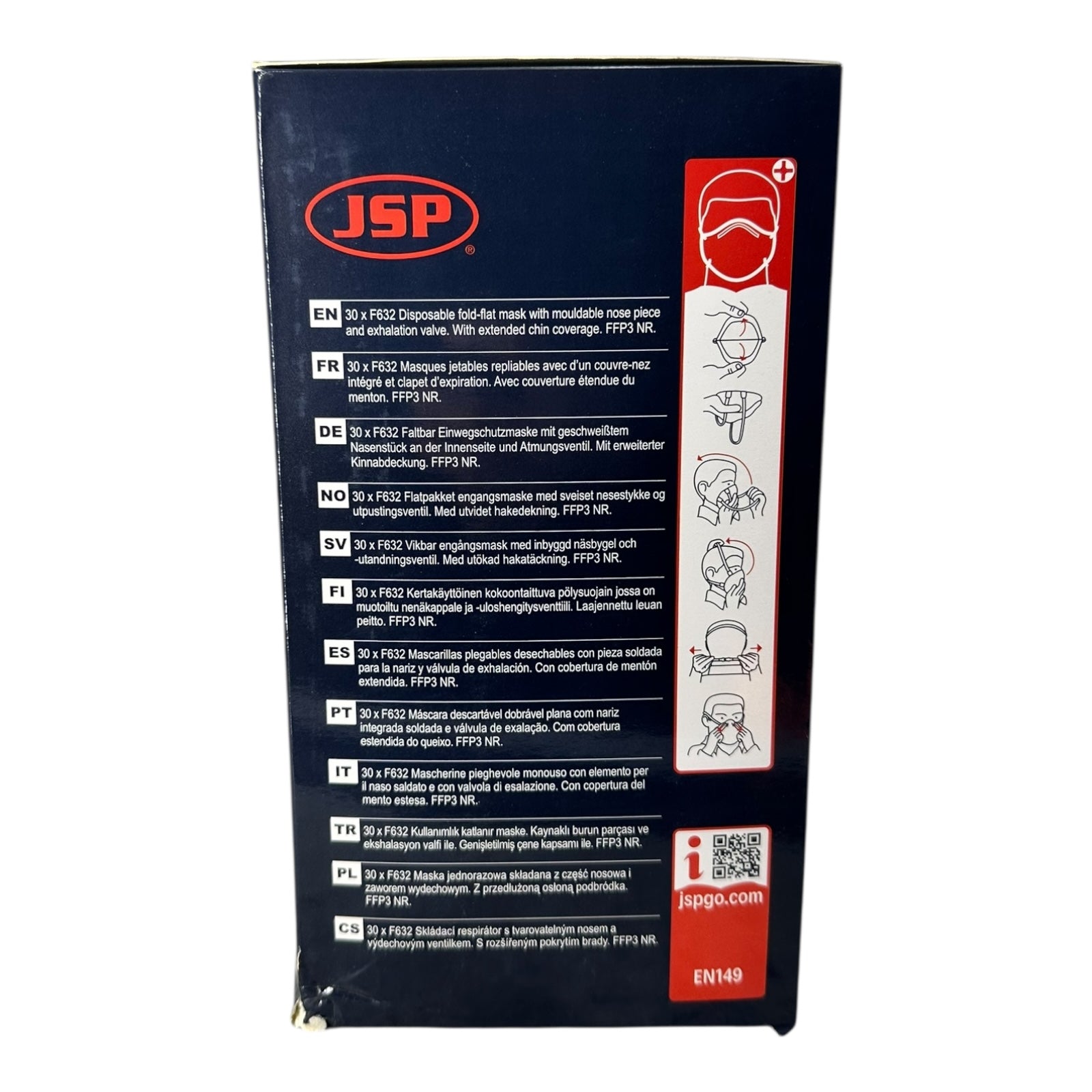 30x JSP F632 FFP3 Atemschutzmaske mit Ventil EN149 Schutzmaske 30 Stück neu