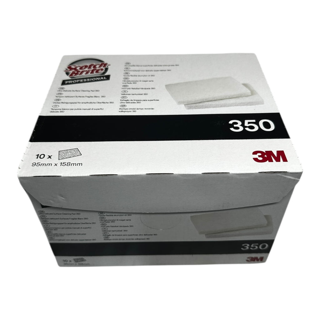 10x 3M 350 Scotch-Brite Reinigungspad Weiß 95x158mm empfindliche Flächen Handpad