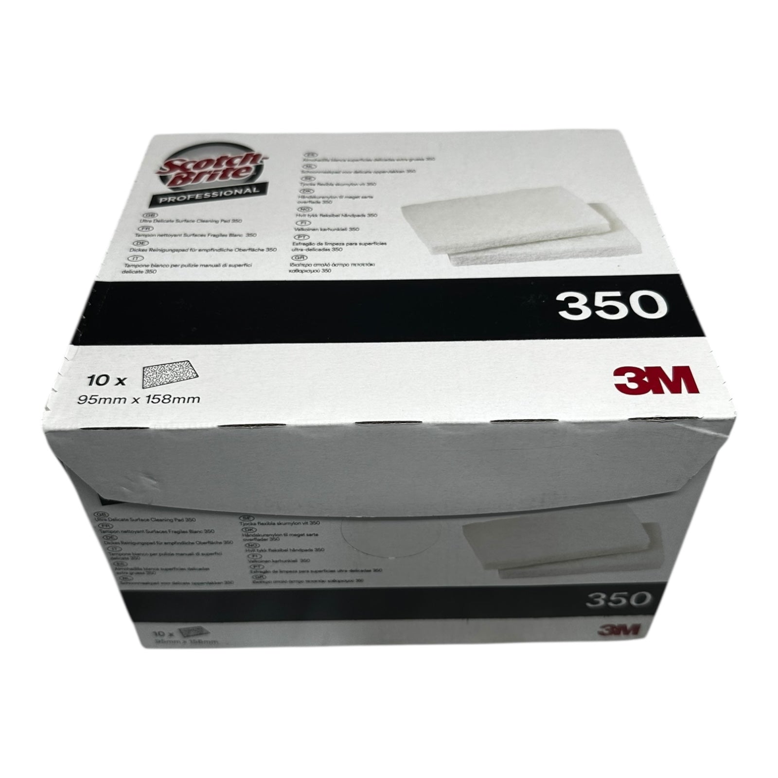 10x 3M 350 Scotch-Brite Reinigungspad Weiß 95x158mm empfindliche Flächen Handpad