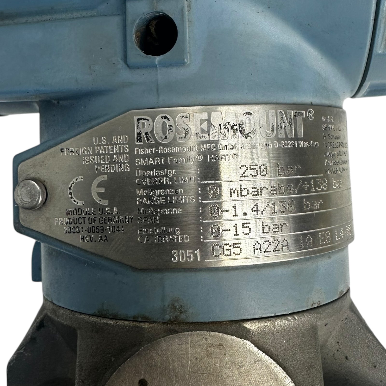 Rosemount 3051 Drucktransmitter 03031-U059-1044 HART 4-20mA 250bar