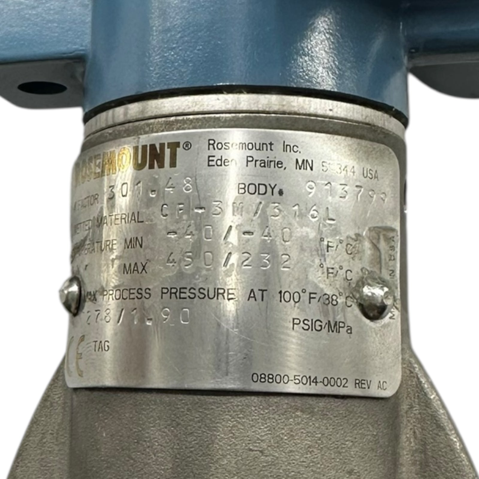 Rosemount 8800DF010SA1N1D1E1Q8PDYG Vortex Durchflussmesser Flansch