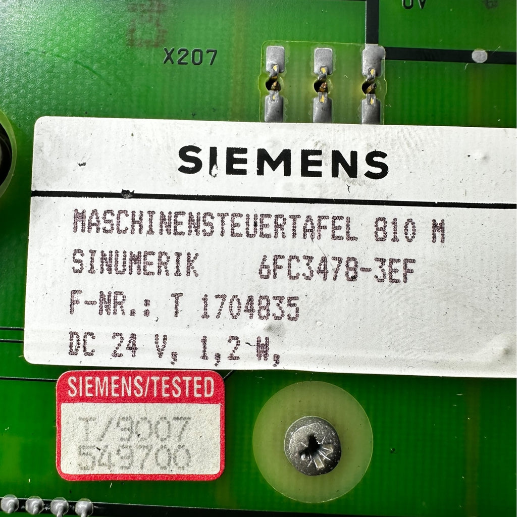Siemens SINUMERIK 810M 6FC3478-3EF Maschinentafel Bedienpanel CNC gebraucht