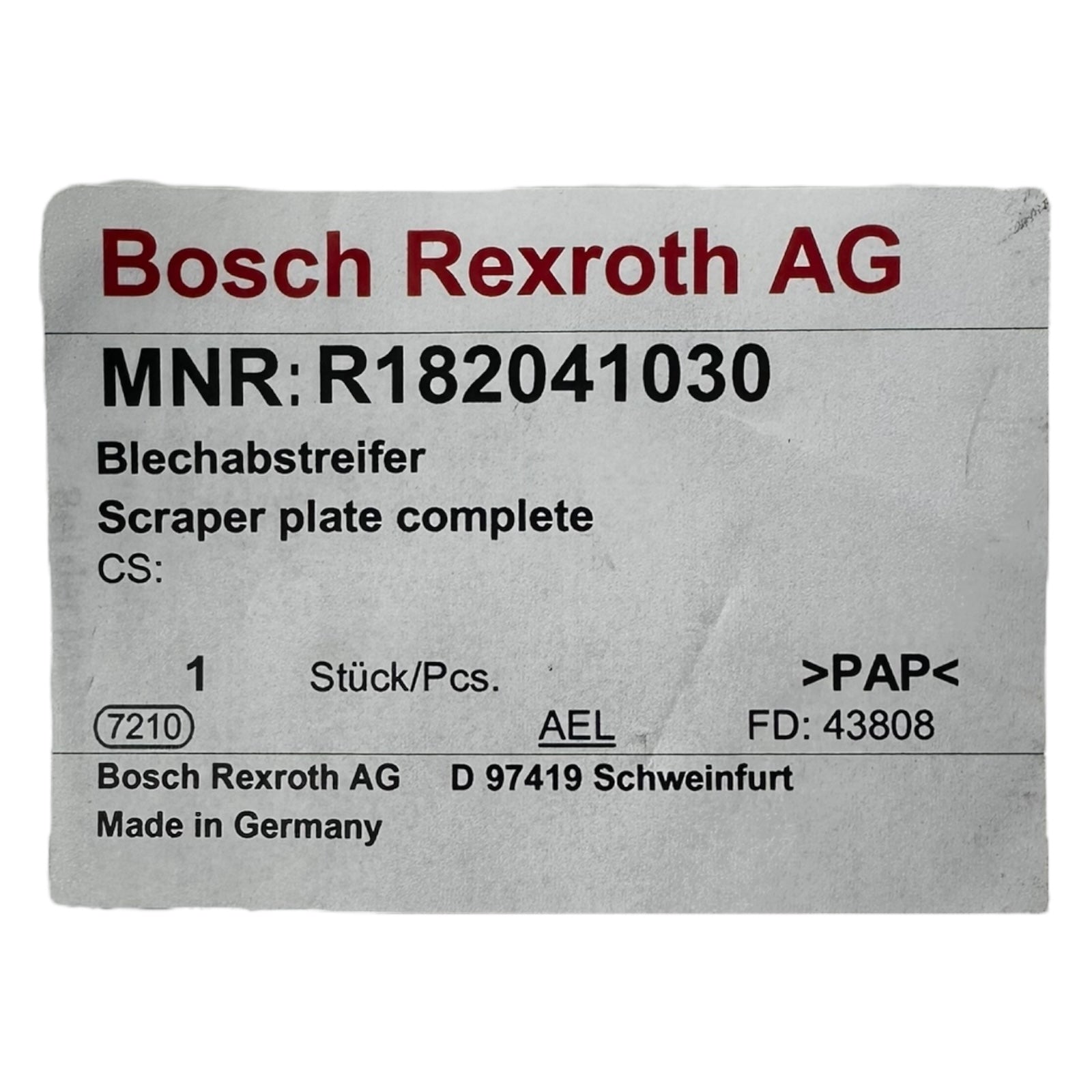 Bosch Rexroth R182041030 Blechabstreifer Scraper Plate inkl. Schrauben NEU