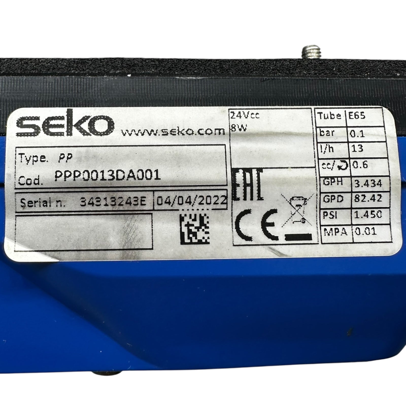 Seko PPP0013DA001 Dosierpumpe 24V DC 8W 13 l/h 0,1 bar Schlauchpumpe