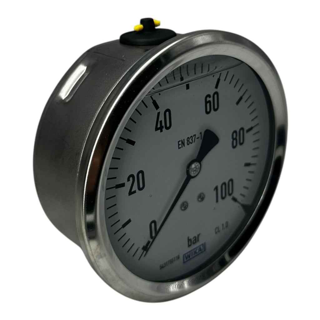 Wika Manometer 0–100 bar Ø100mm EN 837-1 CL1.0 Edelstahl G1/2B Druckmesser neu
