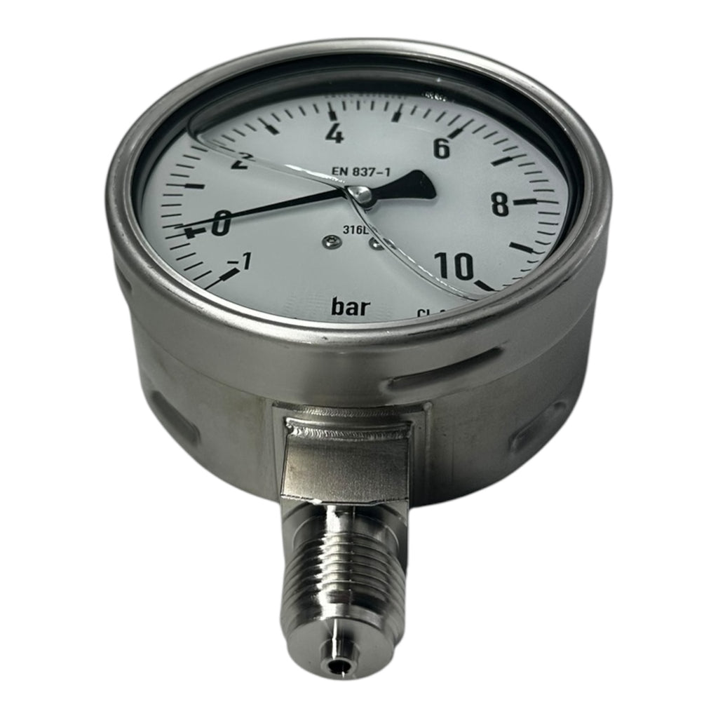 WIKA Manometer 233.50.100 -1…+10 bar G1/2B unten Edelstahl 316L Klasse 1.0