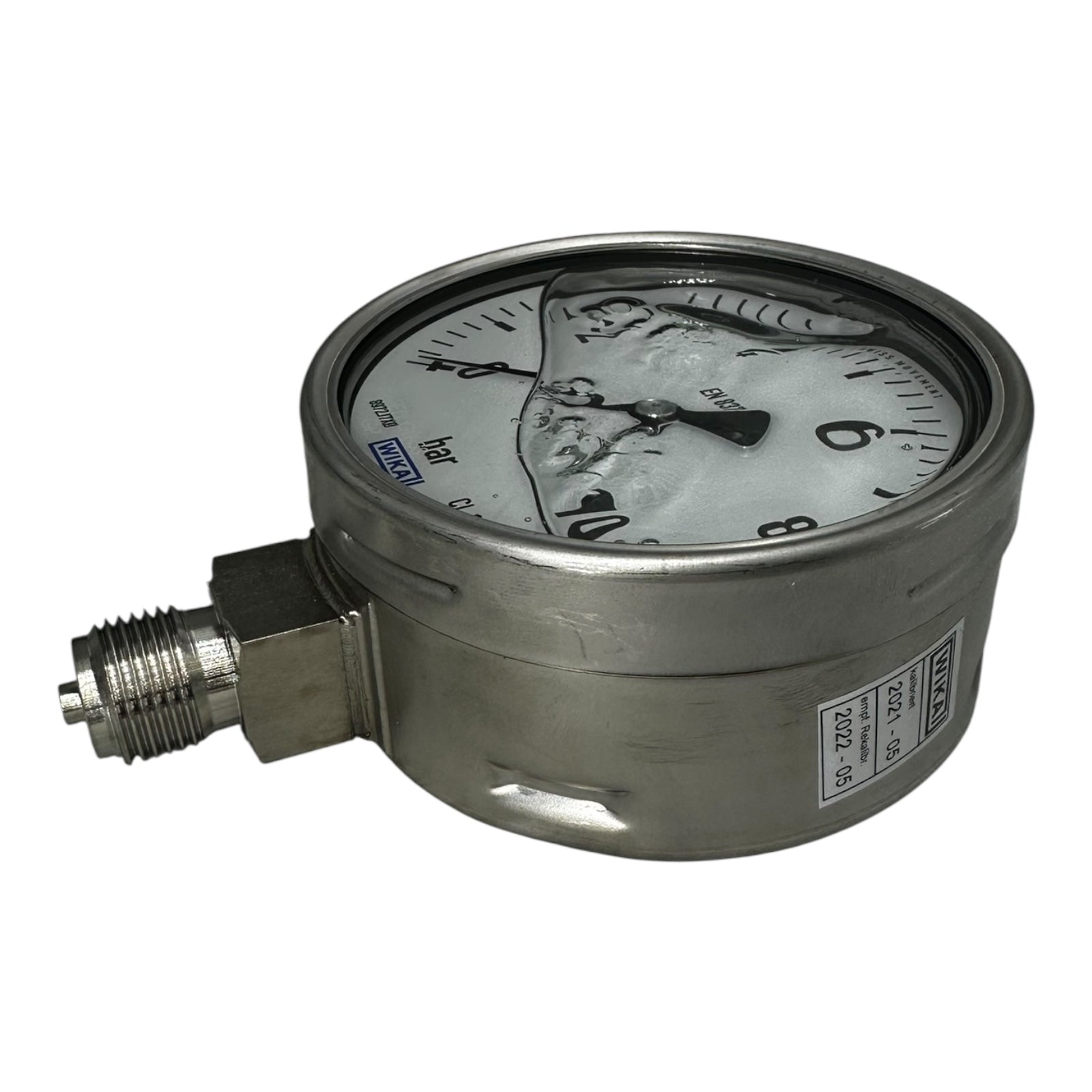 WIKA Manometer 0–10 bar G1/2B unten Ø100mm Edelstahl 316L Druckmesser CL 1.0
