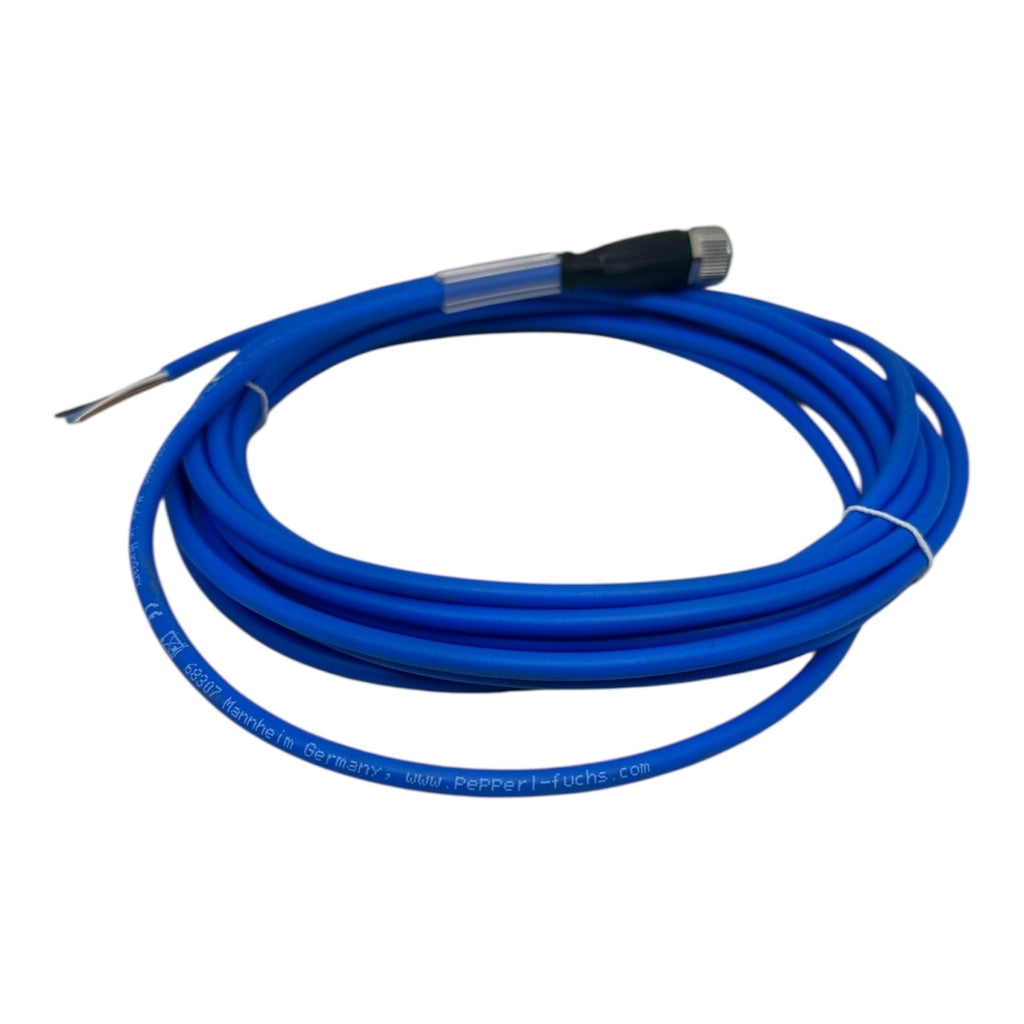 2x Pepperl+Fuchs V1-G-N4-5M-PUR Anschlusskabel M12 Sensorleitung 5m blau neu