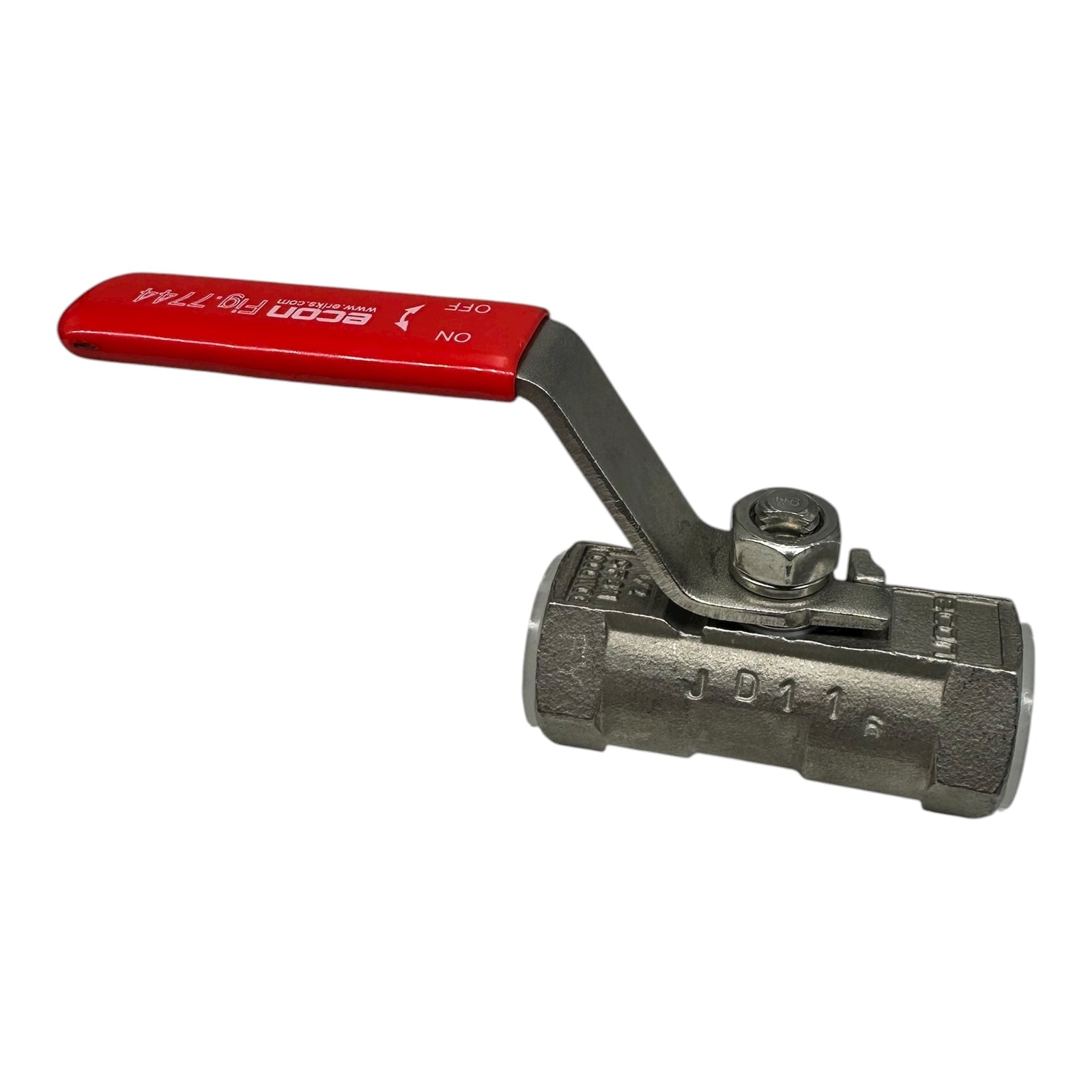 10x Econ EC0774401 Edelstahl Kugelhahn DN12 PN68 2-Wege Ventil roter Griff