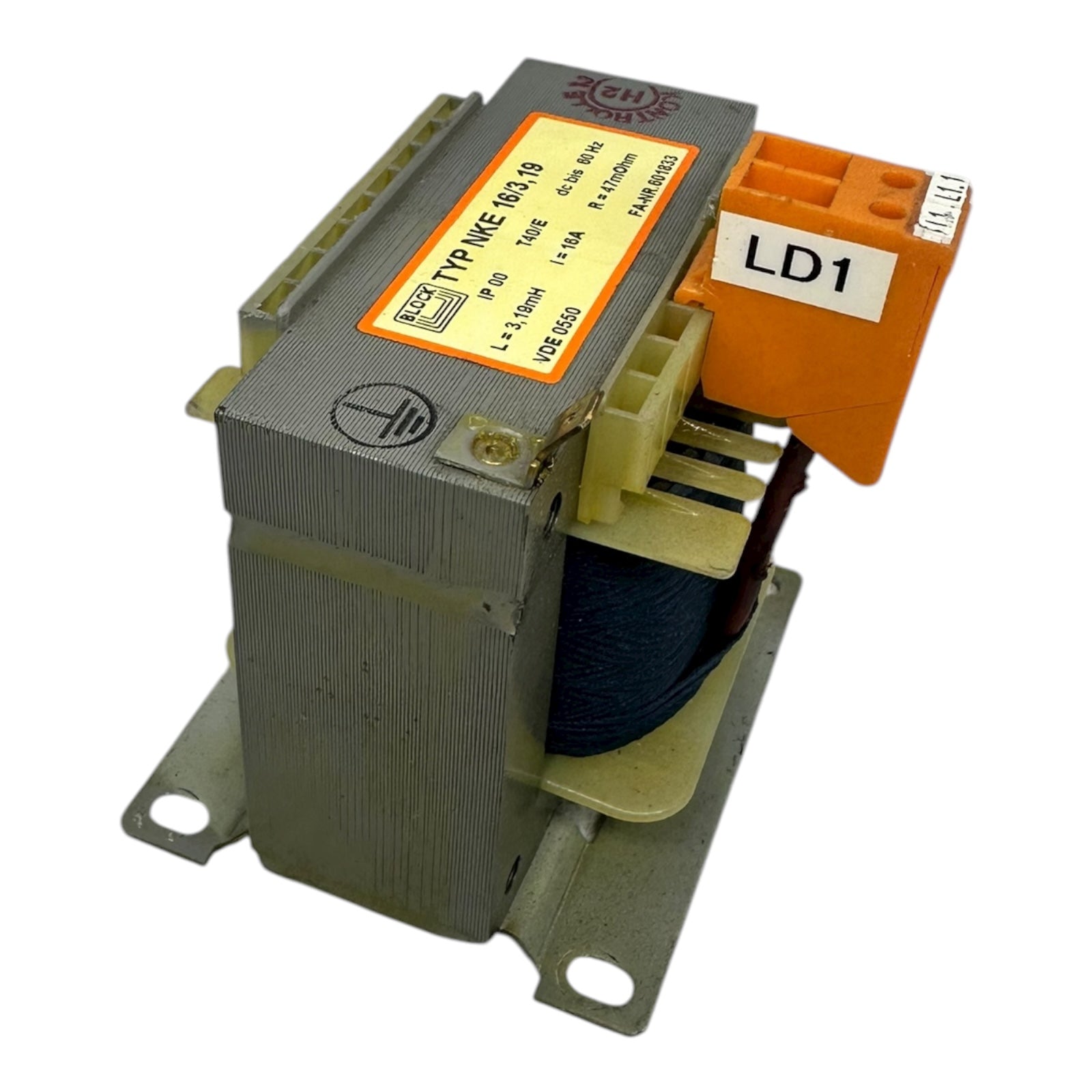 BLOCK NKE 16/3,19 Drosselspule 3,19 mH 16A 47 mΩ IP00 T40/E Trafo Spule