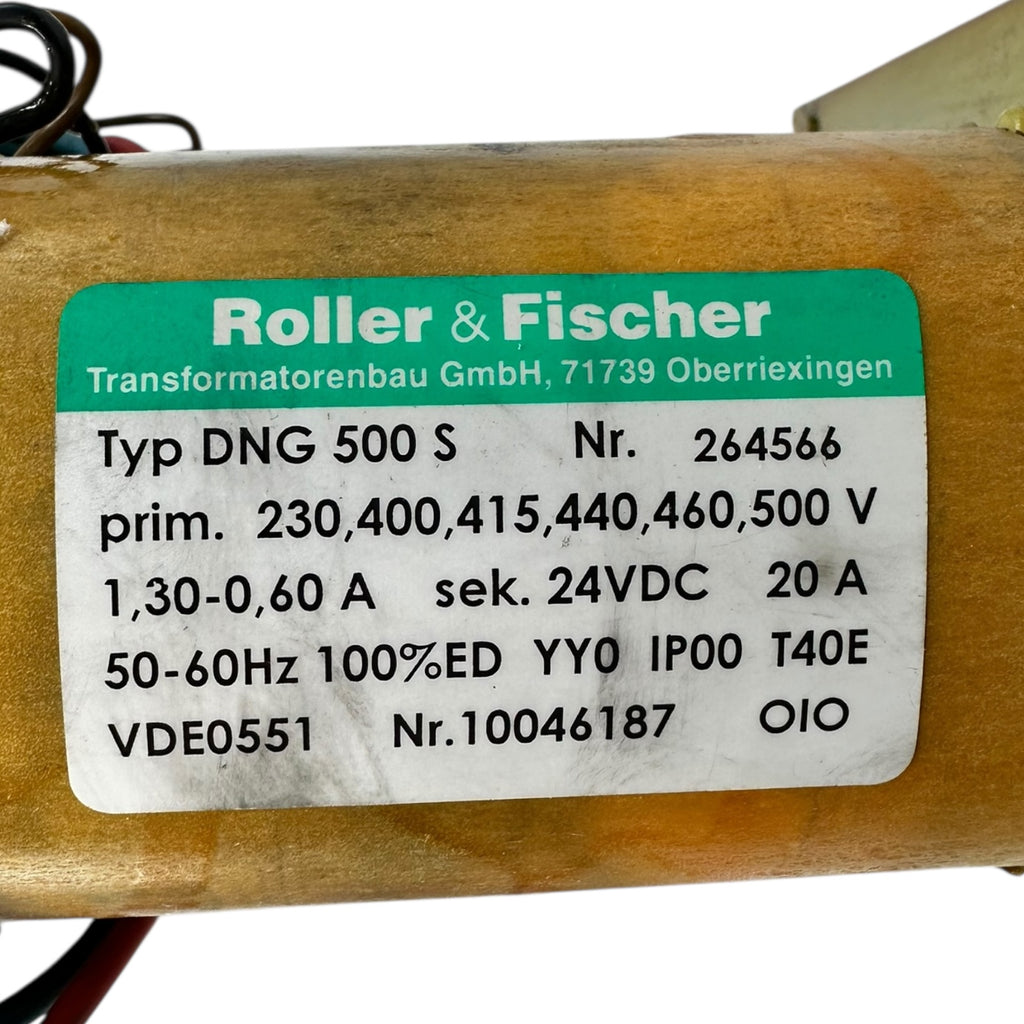 Roller & Fischer DNG500S Trafo 230–500V / 24VDC 20A Gleichrichtermodul