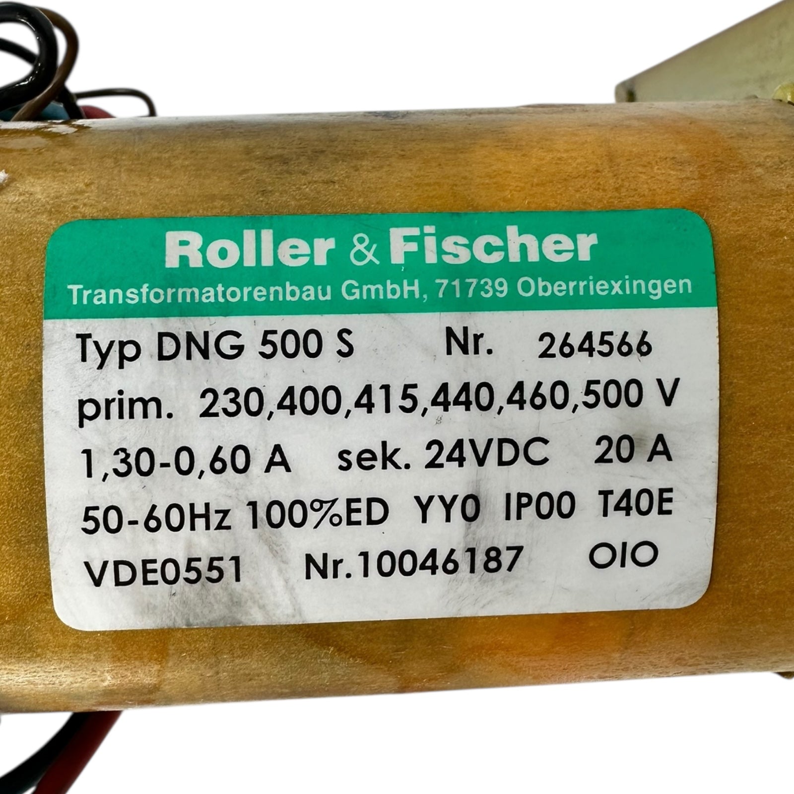 Roller & Fischer DNG500S Trafo 230–500V / 24VDC 20A Gleichrichtermodul