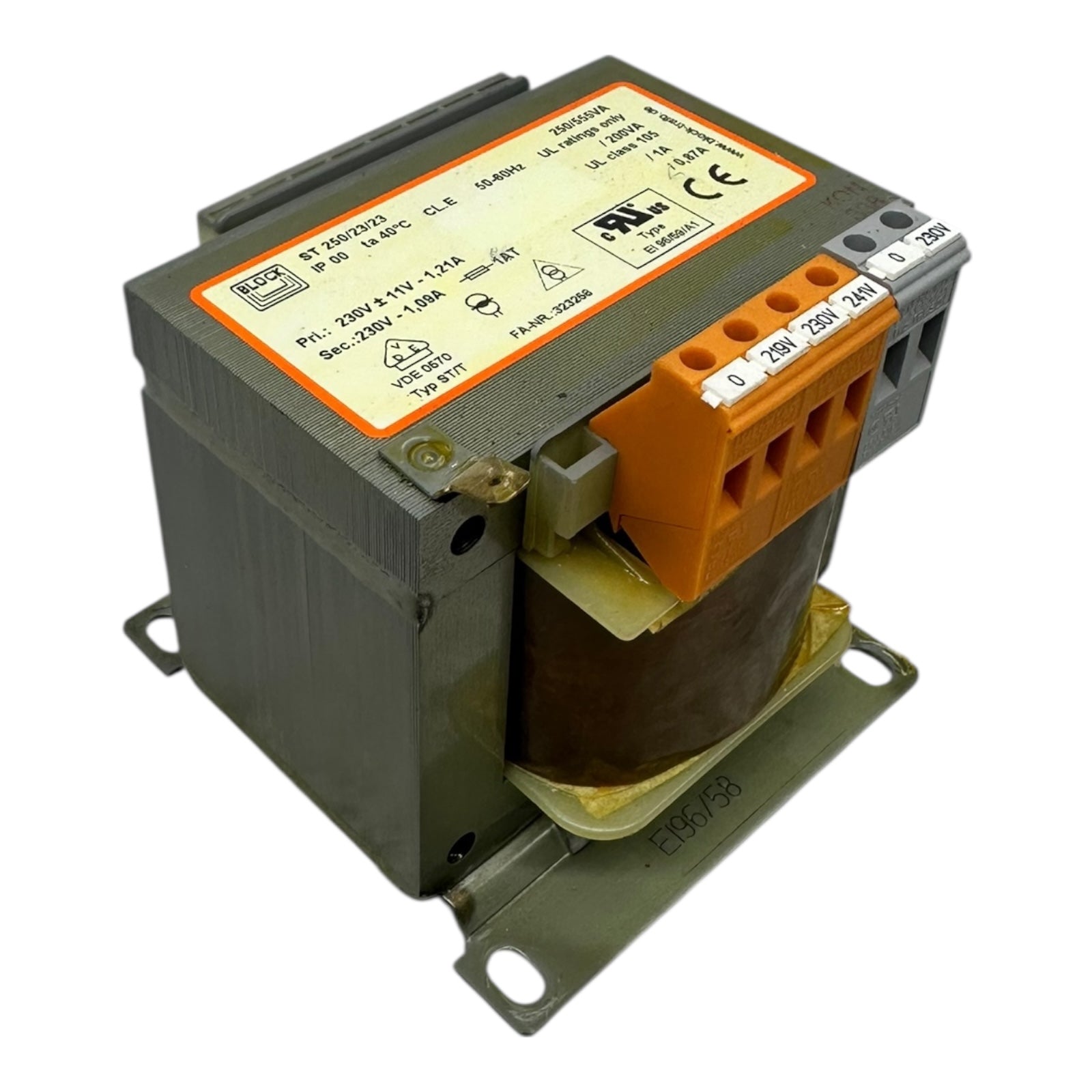 BLOCK ST 250/23/23 Transformator 230V 219/230/241V 250VA Trafo
