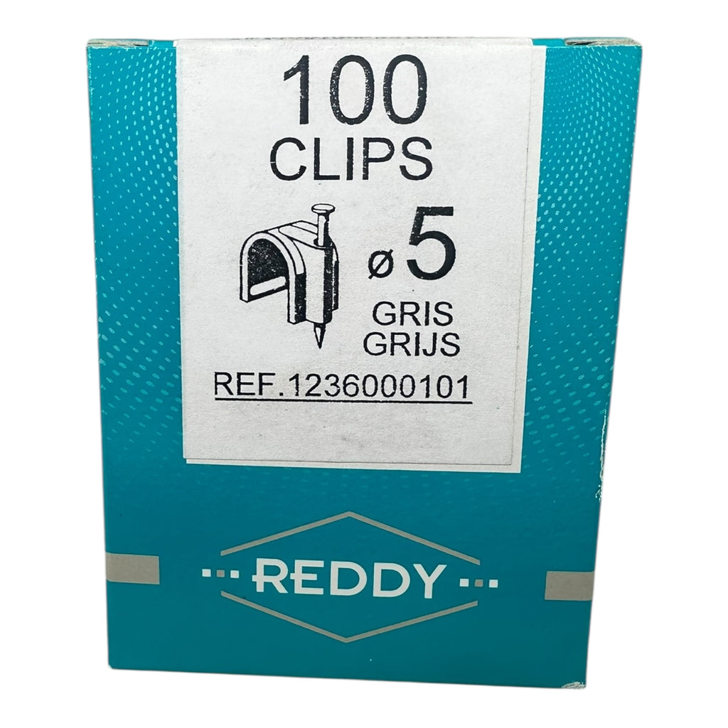 100x REDDY Nagelclips Ø5 mm grau Kabelclips Nagelschellen REF 1236000101