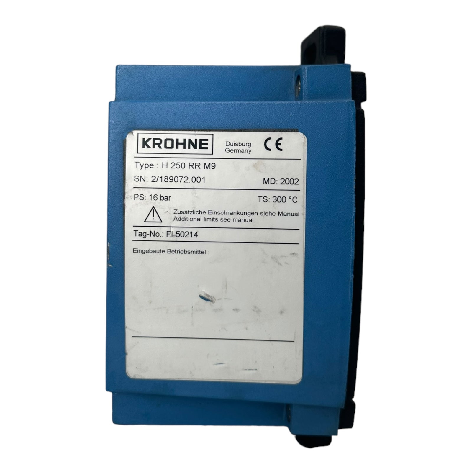 Krohne H250/RR/M9 Durchflussmesser PTmax: 32 bar PS: 16 bar 200 - 2000