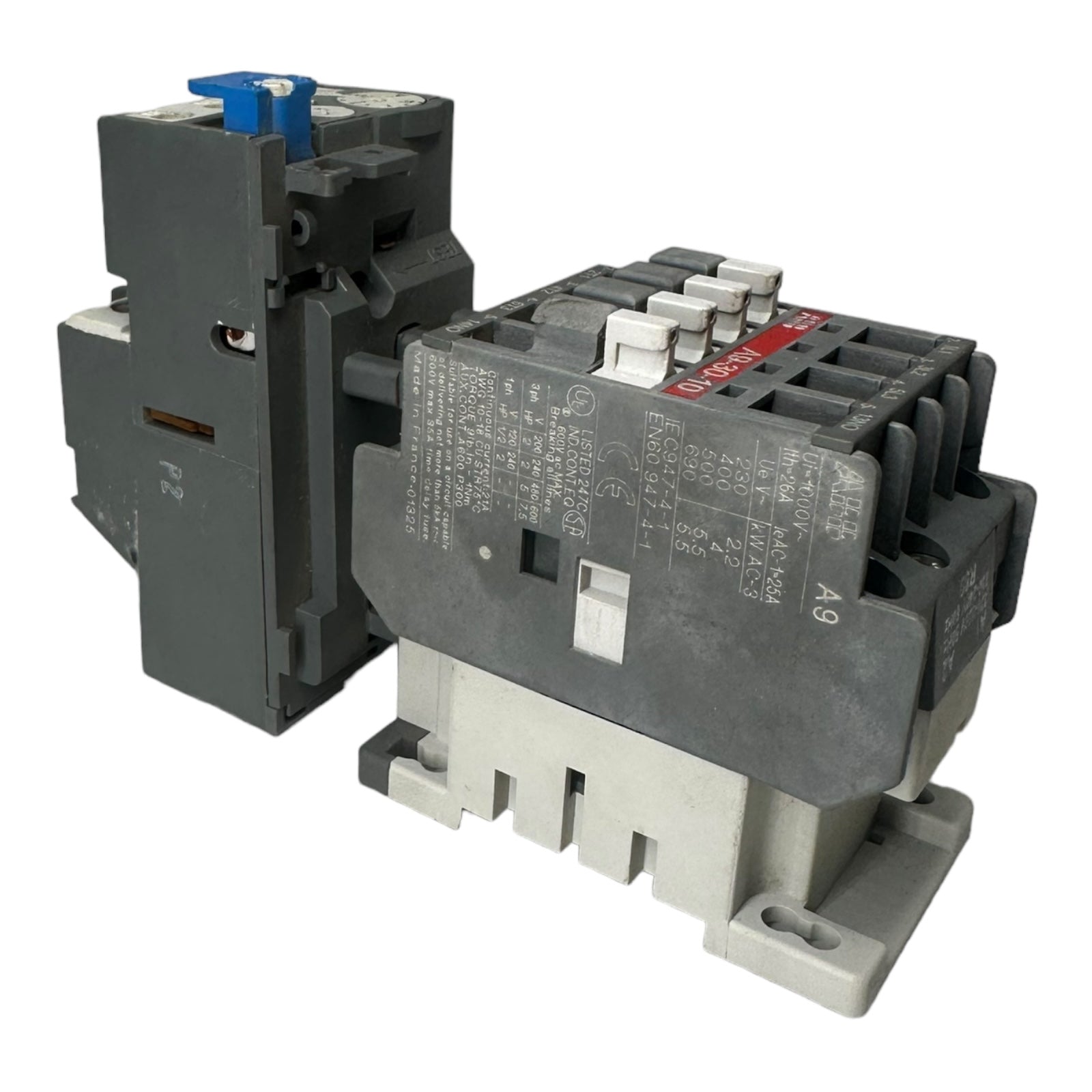 ABB A9-30-10 Schütz 220-240V + ABB TA25 DU 2,4A Überstromauslöser