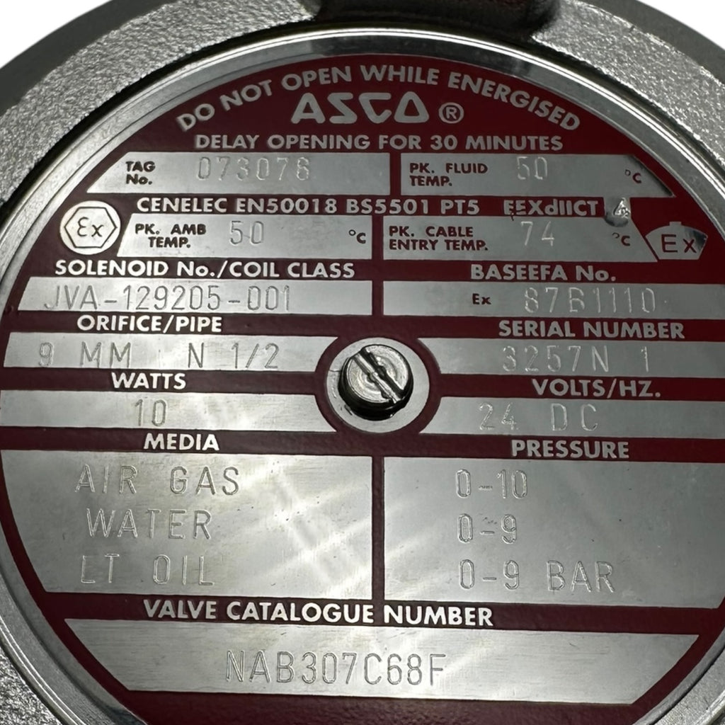 ASCO NAB307C68F Magnetventil 24V DC 9mm 10W Ex-Schutz Gas Wasser Öl