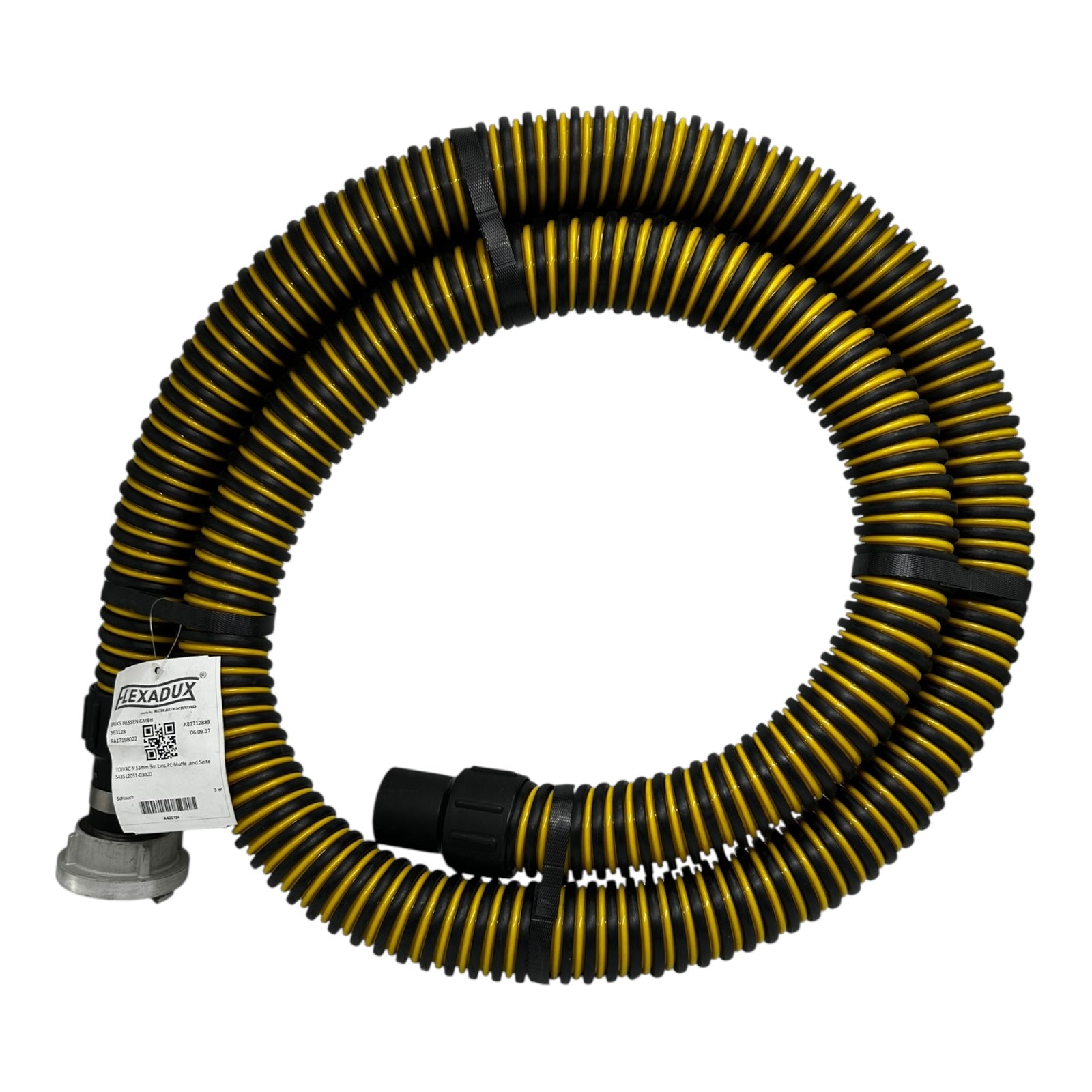 FLEXADUX TOIVAC N Saugschlauch 51mm 3m PE-Muffe Schlauch gelb/schwarz
