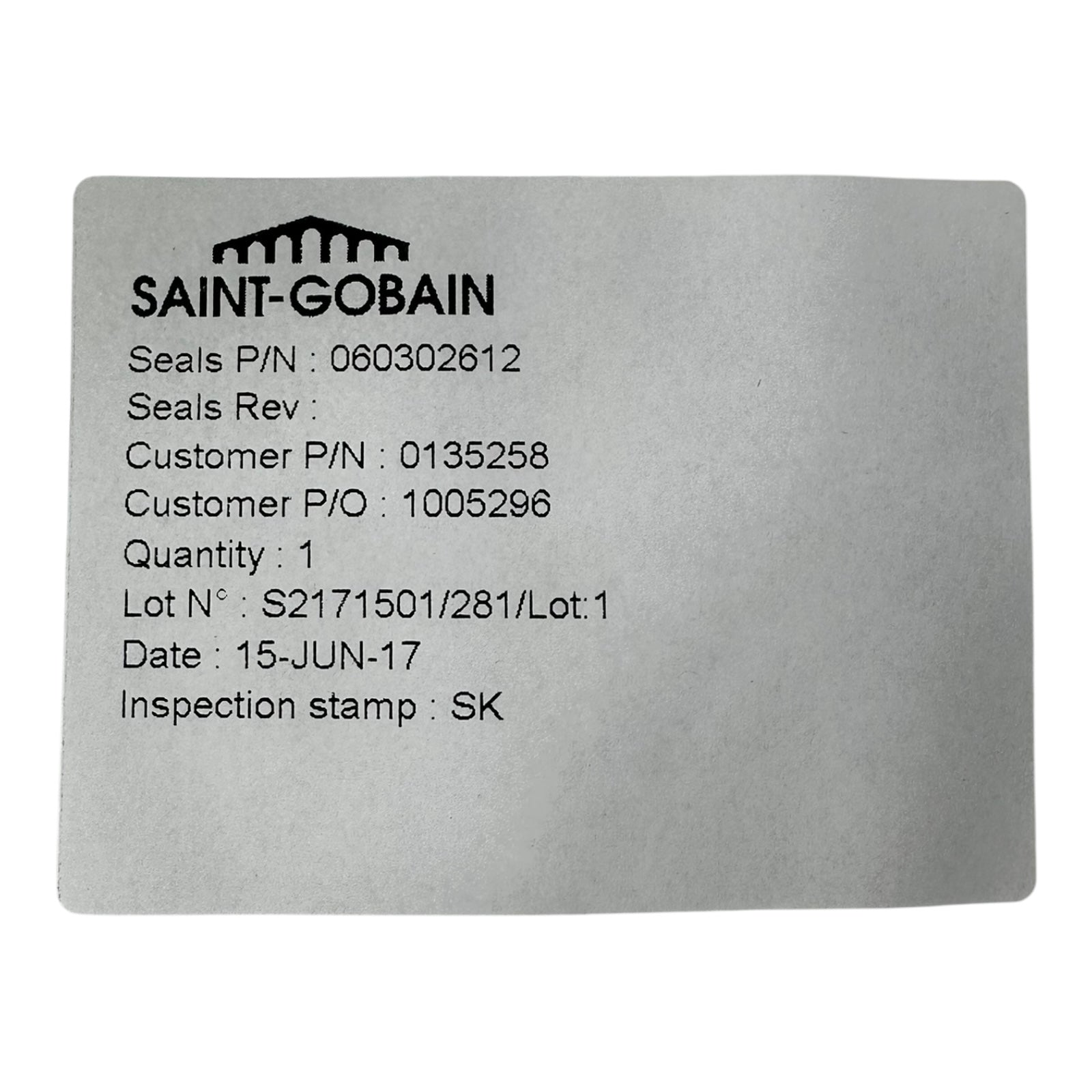 Saint-Gobain Dichtung 060302612 PTFE-Federdichtung Seal weiß Spiralfeder