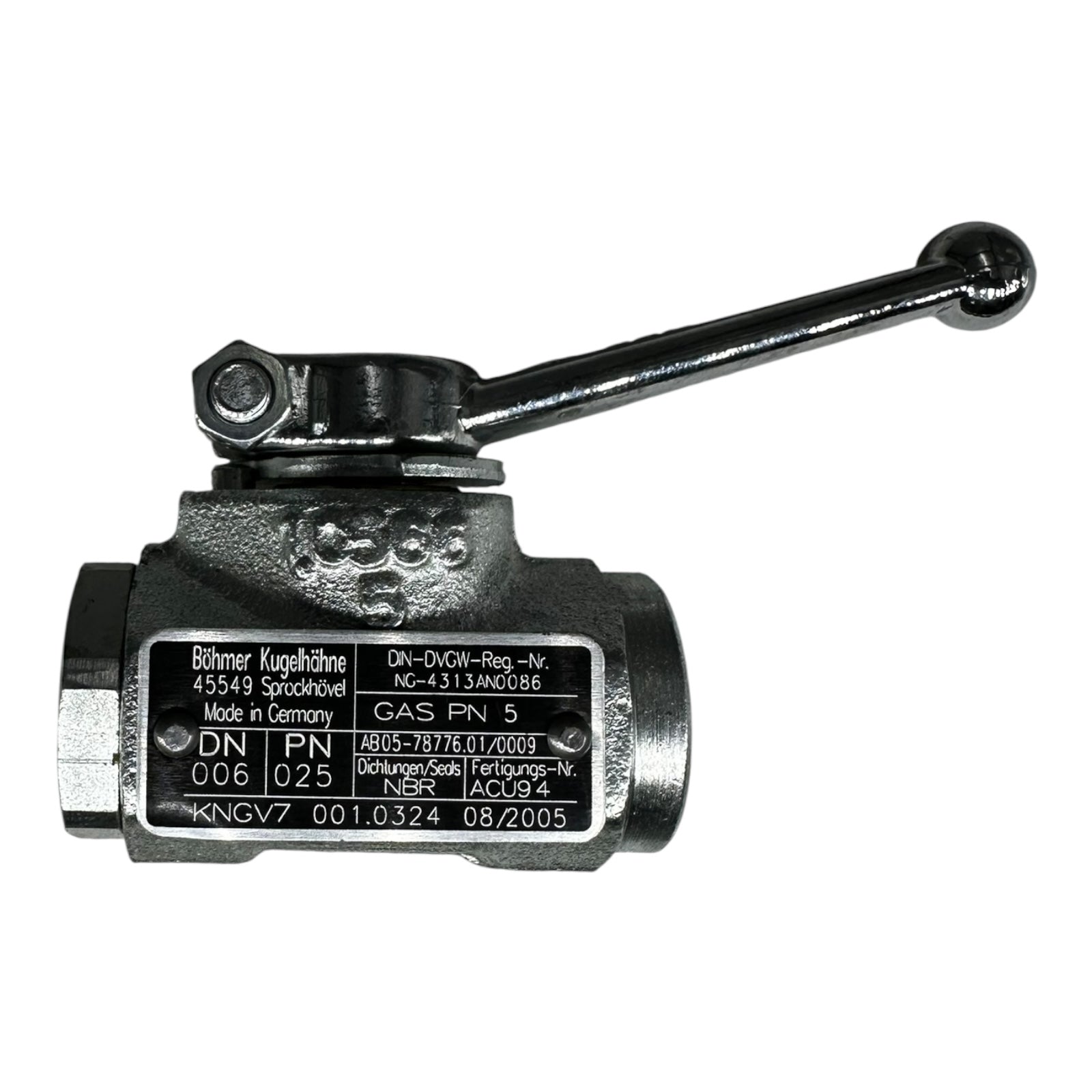 2x Böhmer KNGV7 001.0324 Kugelhahn DN6 PN25 Gasventil NBR DVGW geprüft