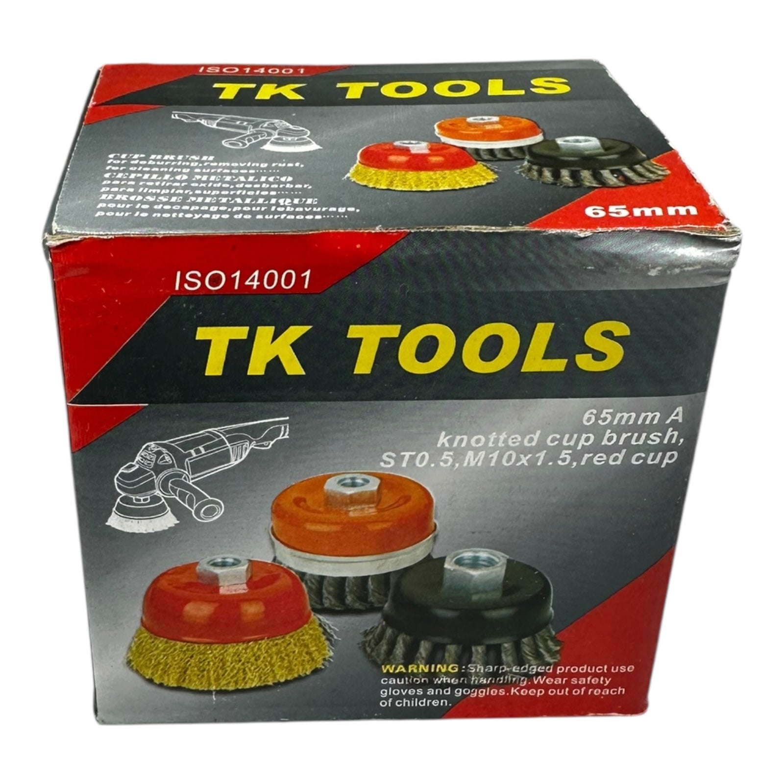 4x TK Tools Topfbürste 65mm gezopft Drahtbürste M10x1,5 ST0.5 Winkelschleifer