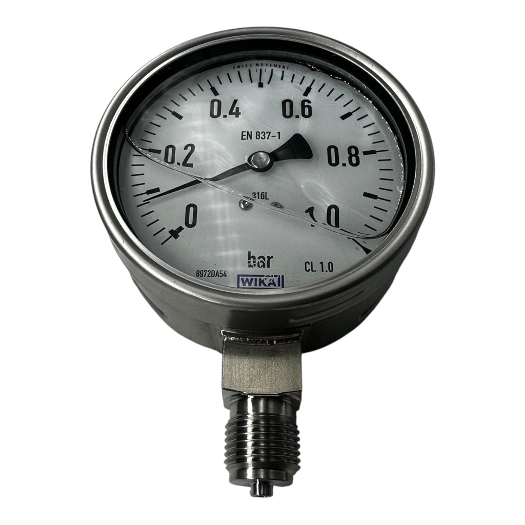 WIKA Manometer 233.50.100 0–1 bar G1/2B unten Edelstahl 316L IP65 Klasse 1.0