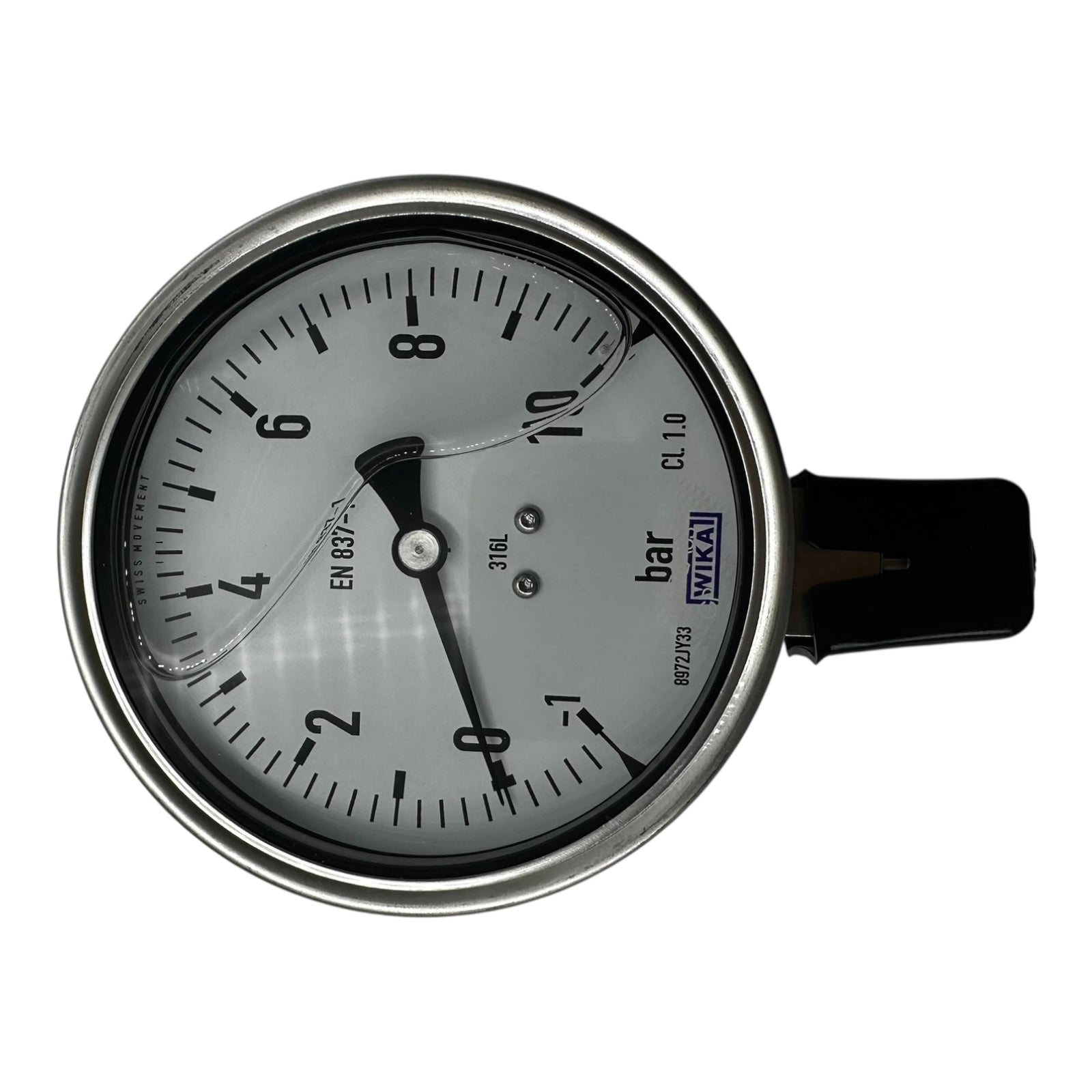WIKA Manometer 233.50.100 -1…+10 bar G1/2B unten Edelstahl 316L Klasse 1.0