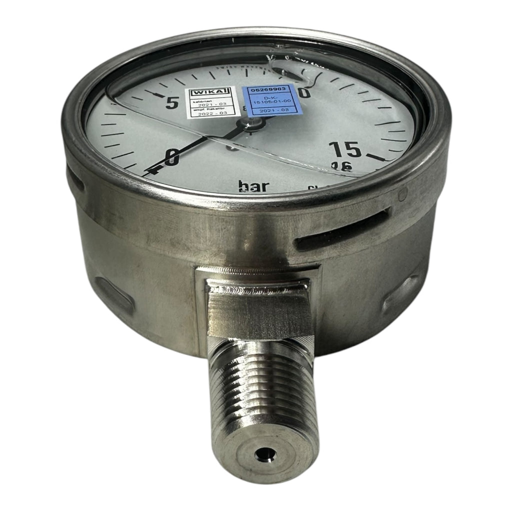 WIKA Manometer 233.50.100 0–16 bar 1/2” NPT unten Edelstahl 316L Klasse 1.0