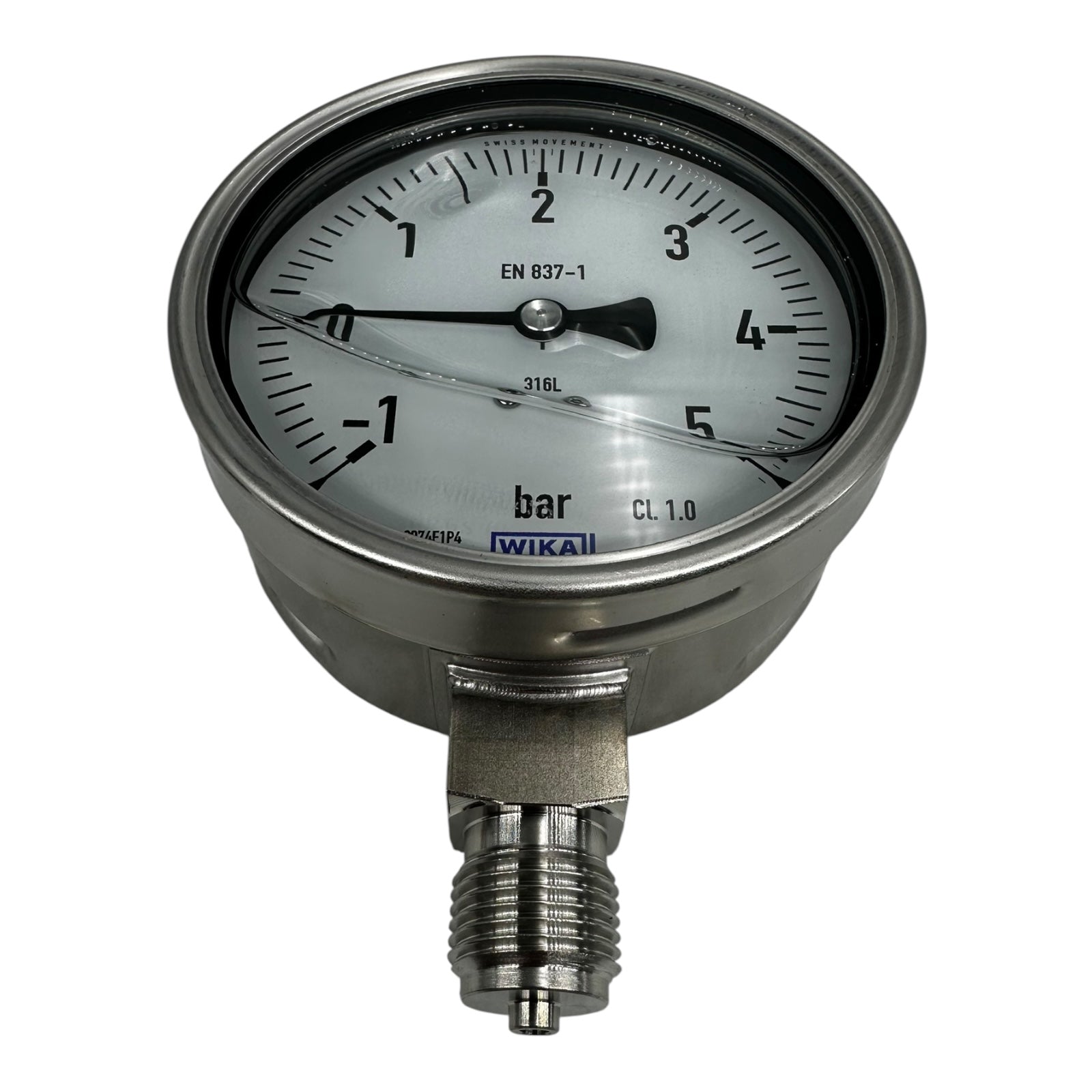 WIKA Manometer 233.50.100 -1/+5 bar G1/2B Edelstahl 316L EN837-1 neu