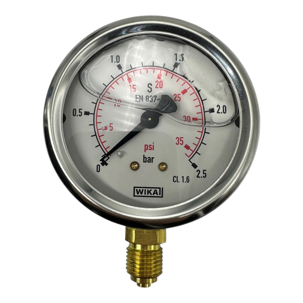 3x WIKA Manometer 0–2,5 bar 0–35 psi G1/4B EN 837 CL 1.6 Edelstahl Druckanzeige