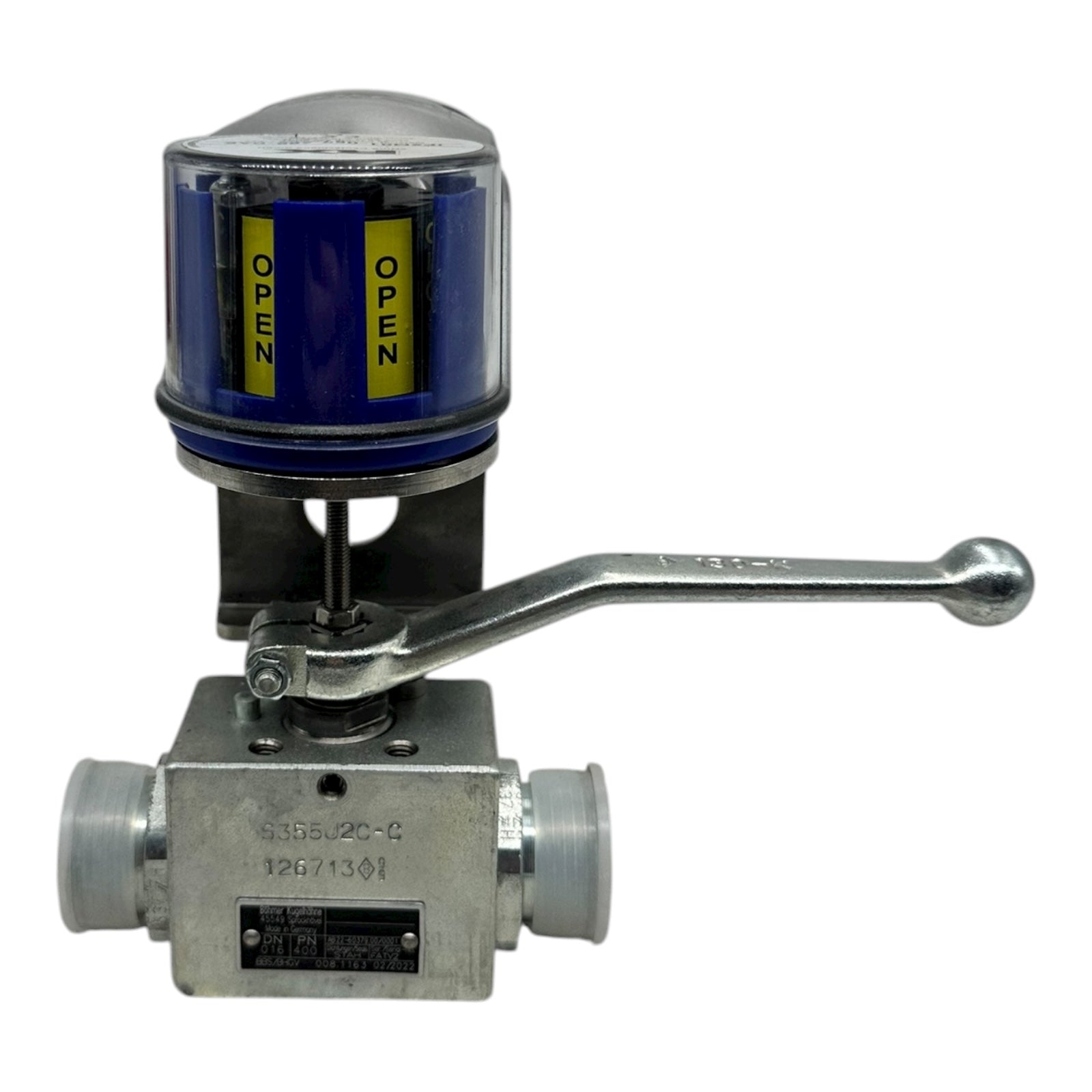 Böhmer Kugelhahn DN16 PN400 S355J2C-C mit RX IP2M01 Stellungsanzeige neu