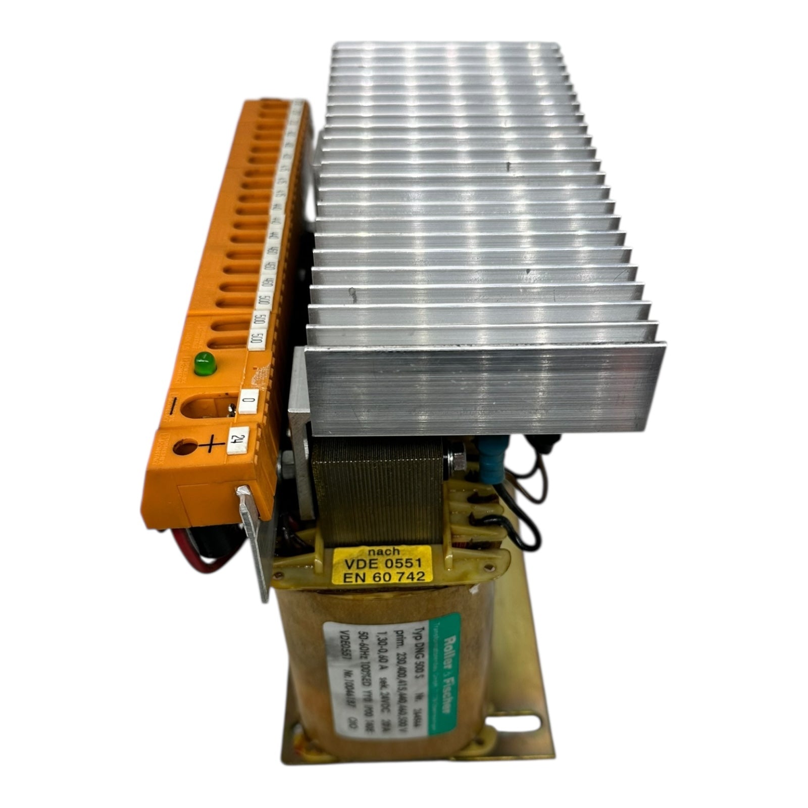 Roller & Fischer DNG500S Trafo 230–500V / 24VDC 20A Gleichrichtermodul