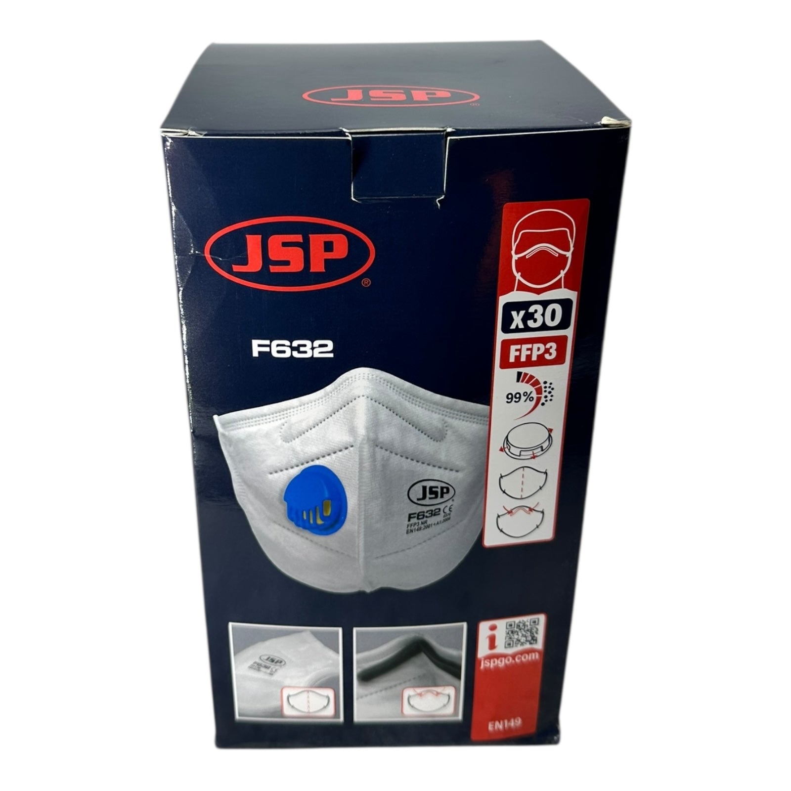 30x JSP F632 FFP3 Atemschutzmaske mit Ventil EN149 Schutzmaske 30 Stück neu