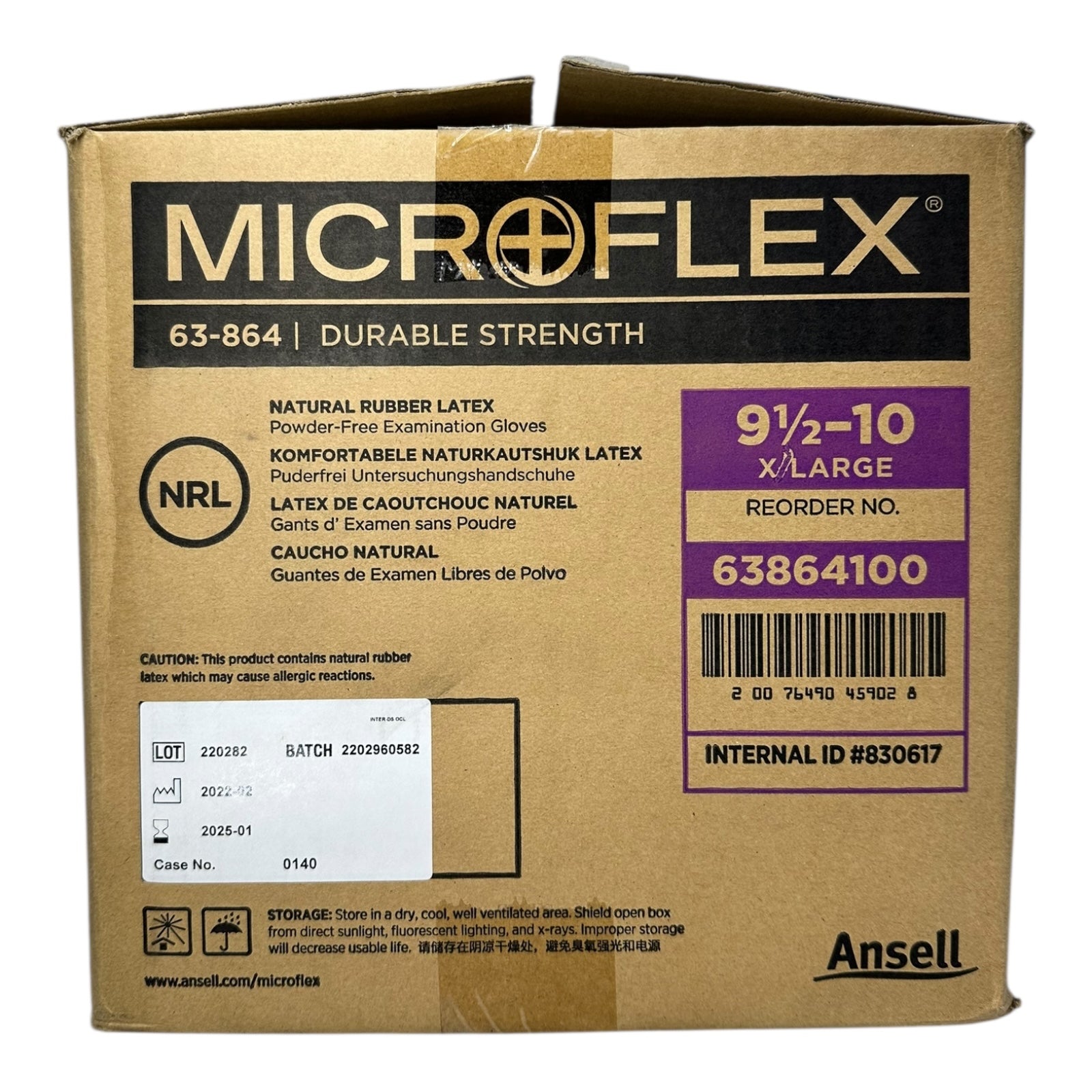 1000x Ansell Microflex 63-864 Latexhandschuhe XL 9½–10 puderfrei 1000 Stück