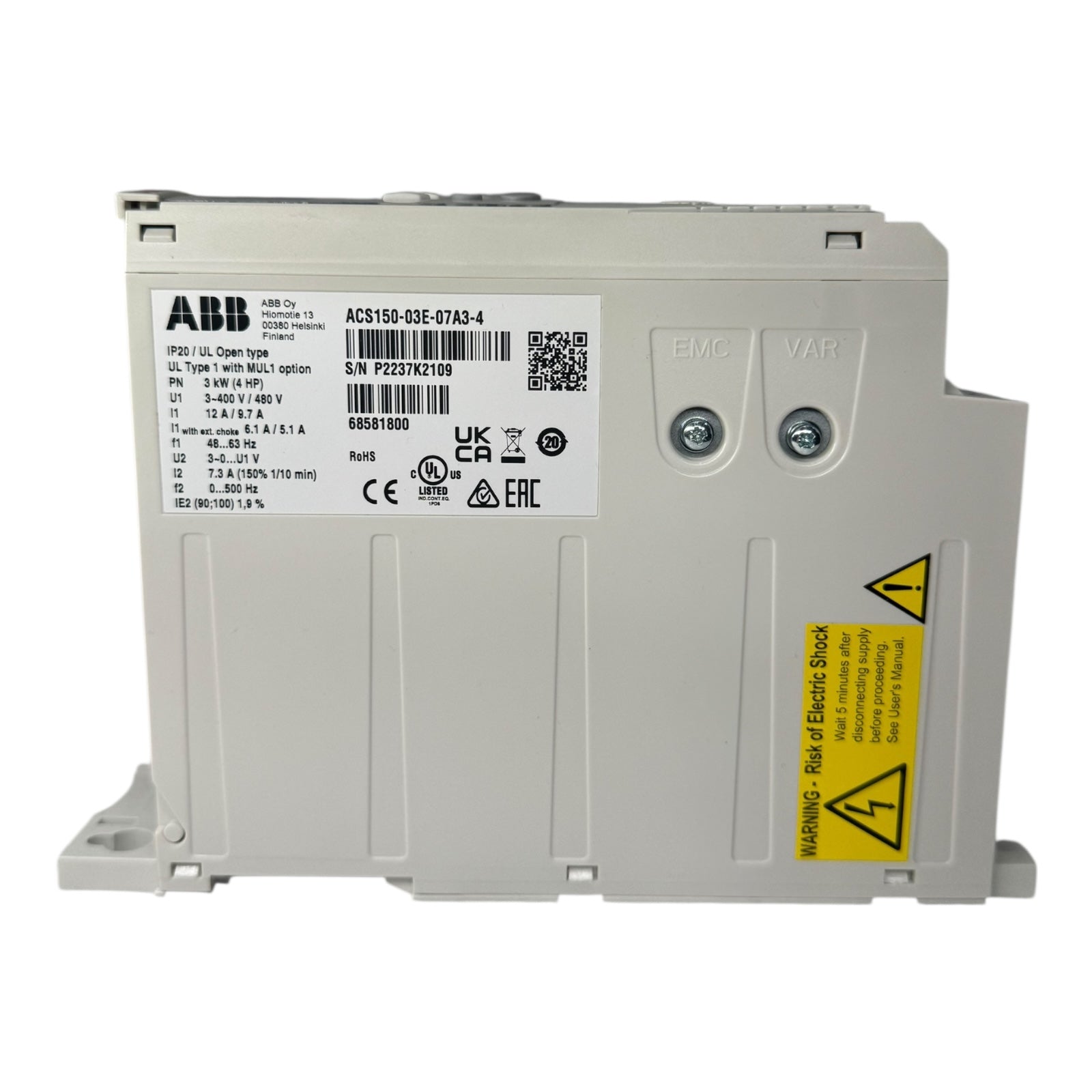ABB ACS150-03E-07A3-4 Frequenzumrichter 3-Phasen 3kW 4HP 400Vac 7,3A 500Hz